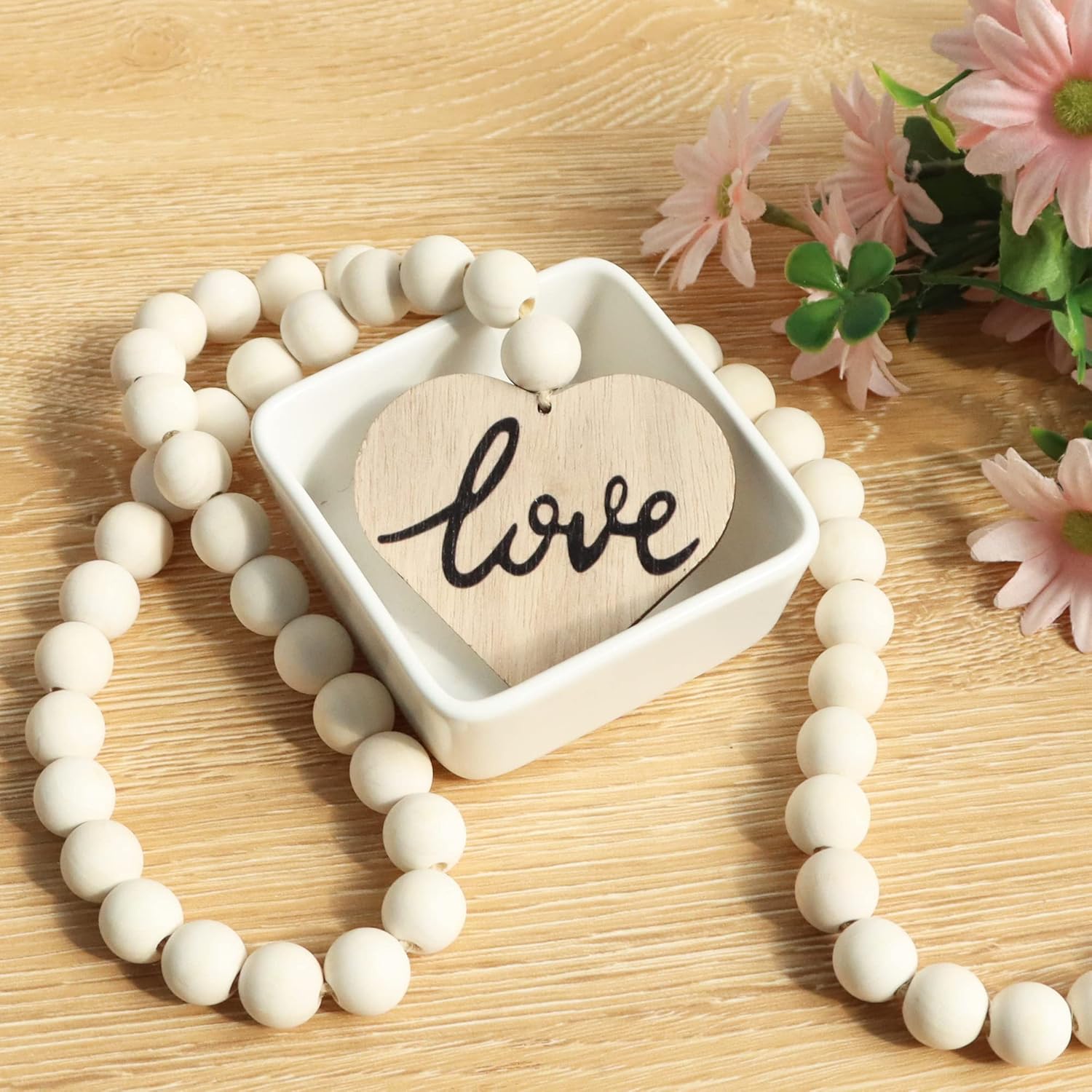Meplait Love Wooden Bead Garland with Tassel