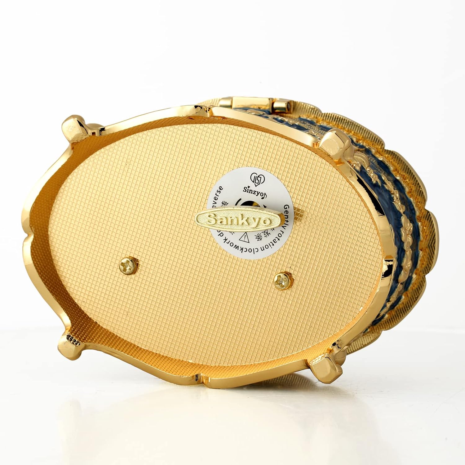 ROSIKING Oval Embossed Alloy Music Box with I Will Always Love You Tune