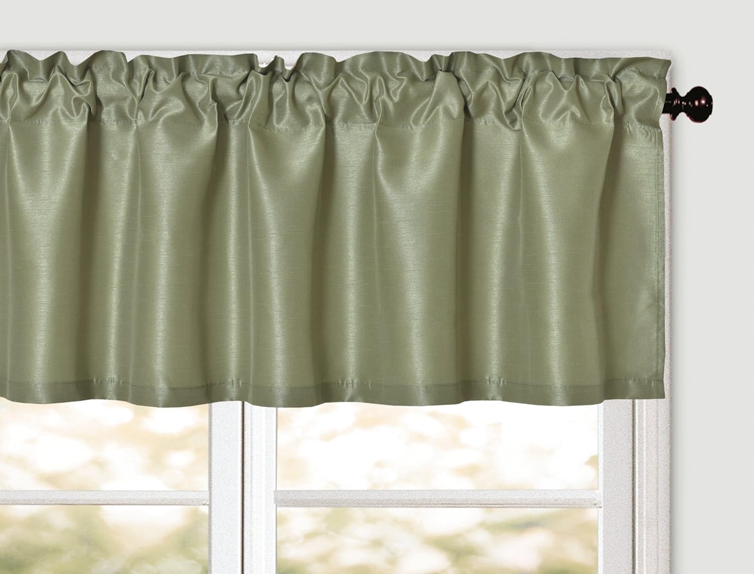 Aiking Home Solid Faux Silk Window Valance Sage 56x16