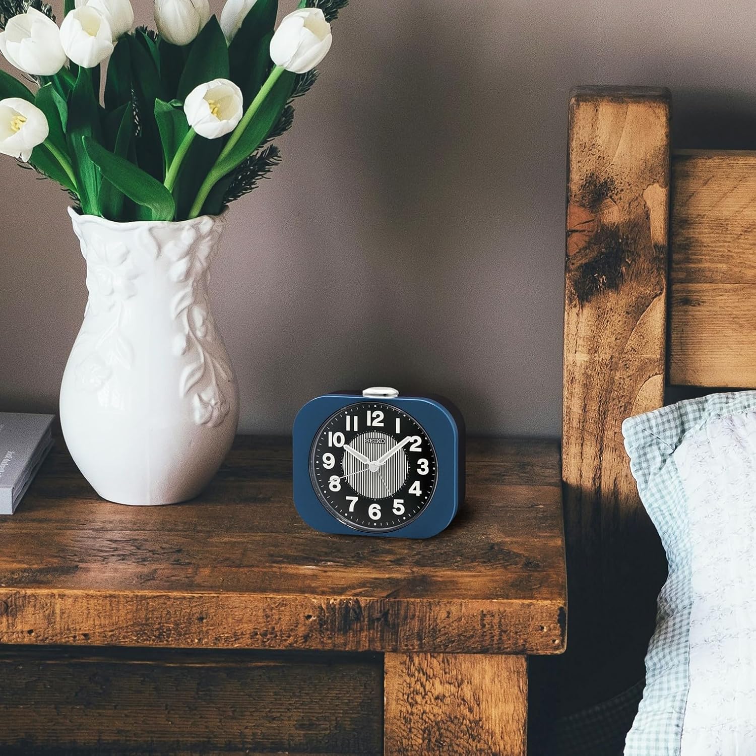 Seiko Kyoda II Non Ticking Alarm Clock 4 Inch Metallic Blue