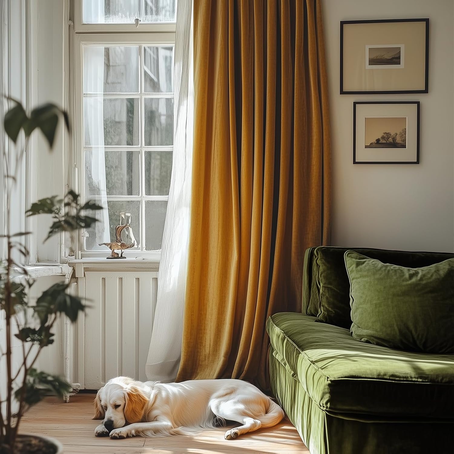 Lazzzy Blackout Polyester Curtains 2 Panels 52x96 Inch Gold Brown