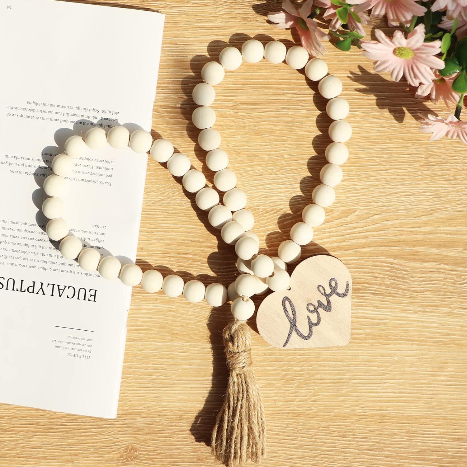 Meplait Love Wooden Bead Garland with Tassel