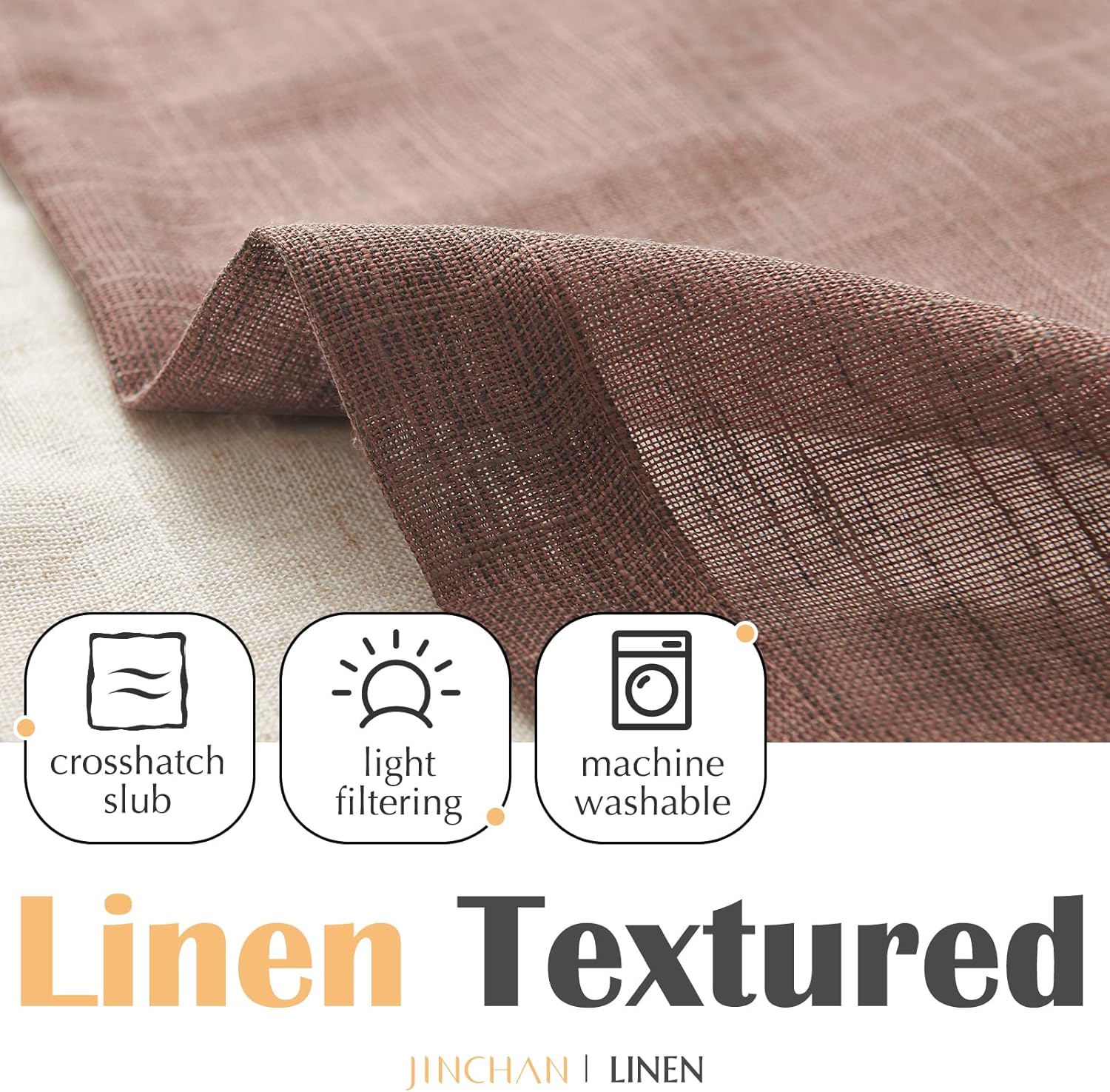 Jinchan Double Layer Linen Valance for Farmhouse Windows