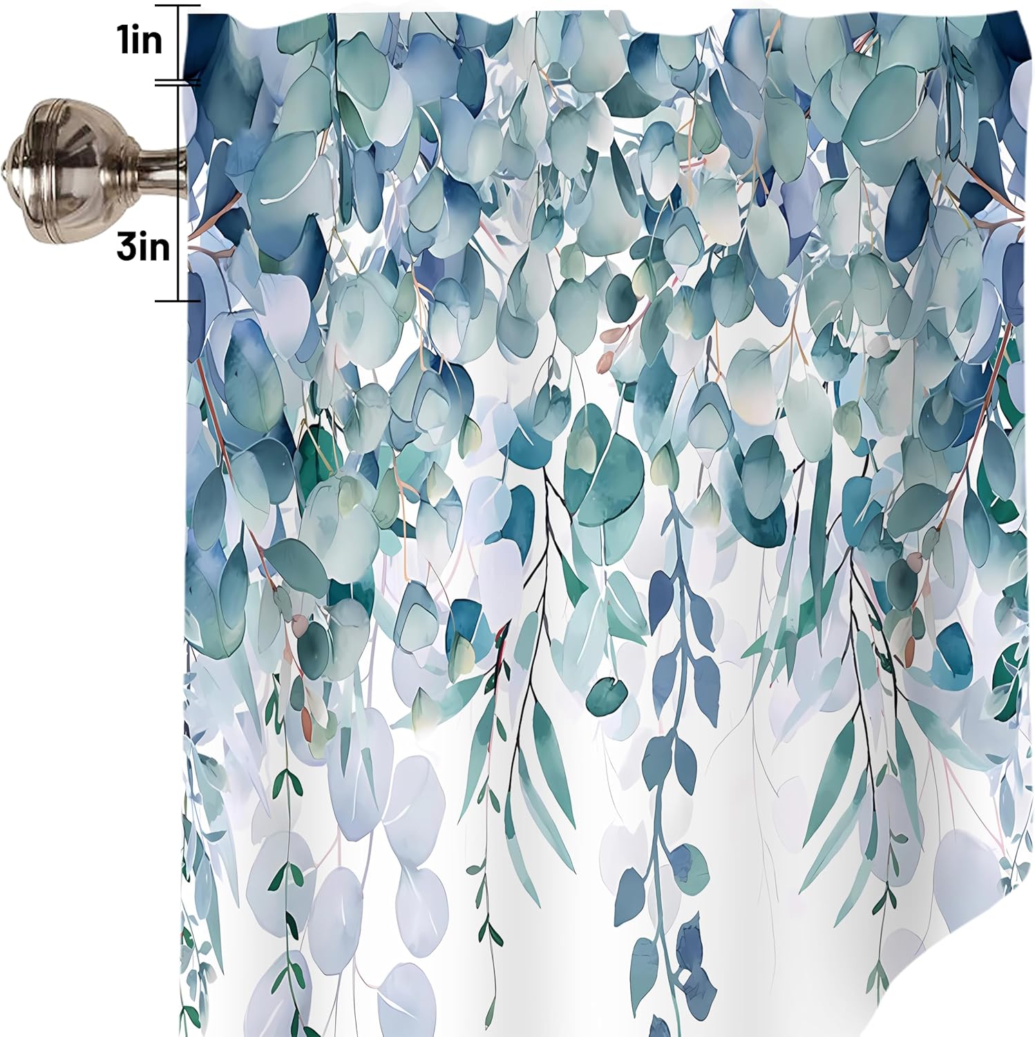 Green Eucalyptus Valance Curtain for Windows 28x36 Inch 2 Pack Set
