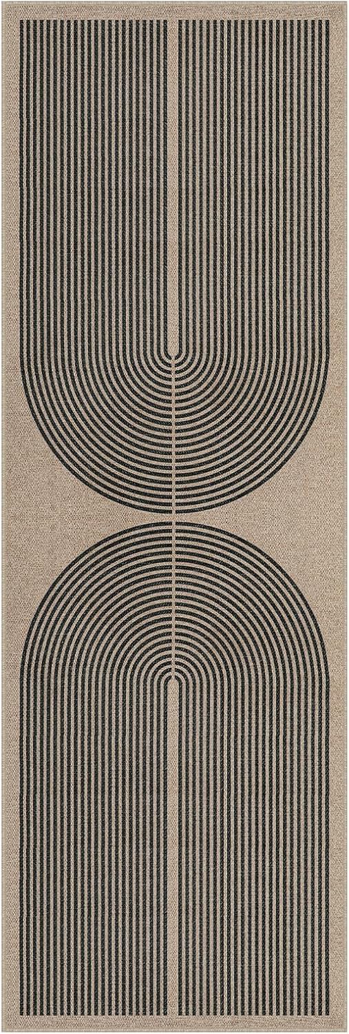 Lahome Modern Rainbow Jute Outdoor Runner Rug 2x6