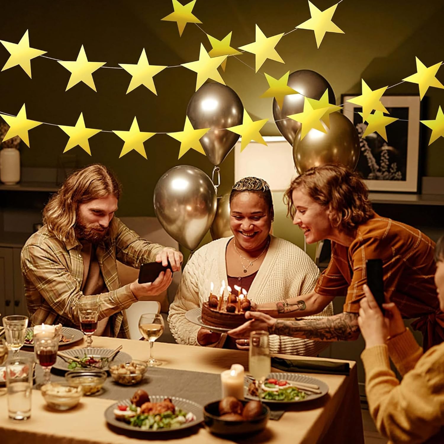 Glitter Gold Five Star Party Decorations 40PCS