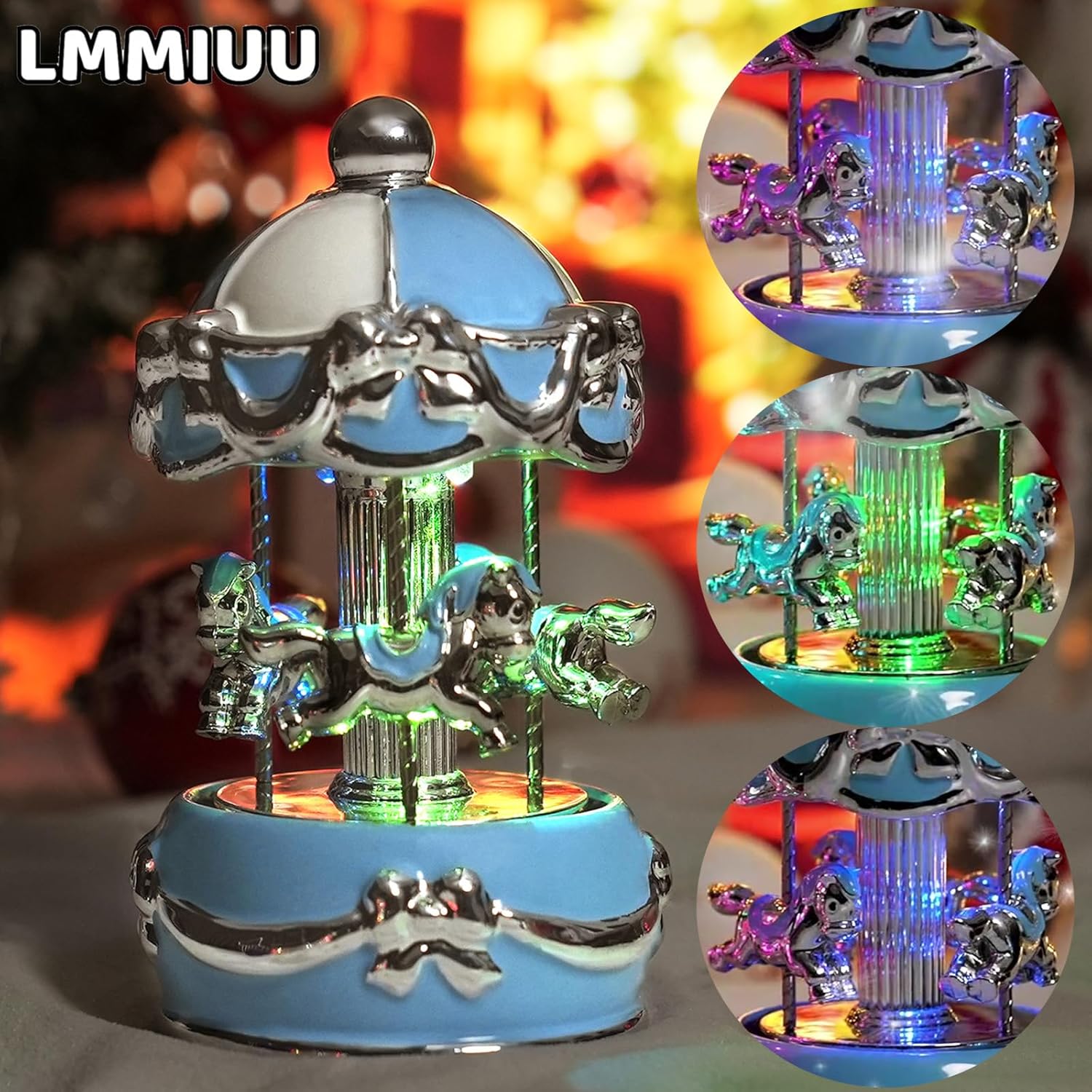 Blue Butterfly Ceramic Musical Carousel Gift
