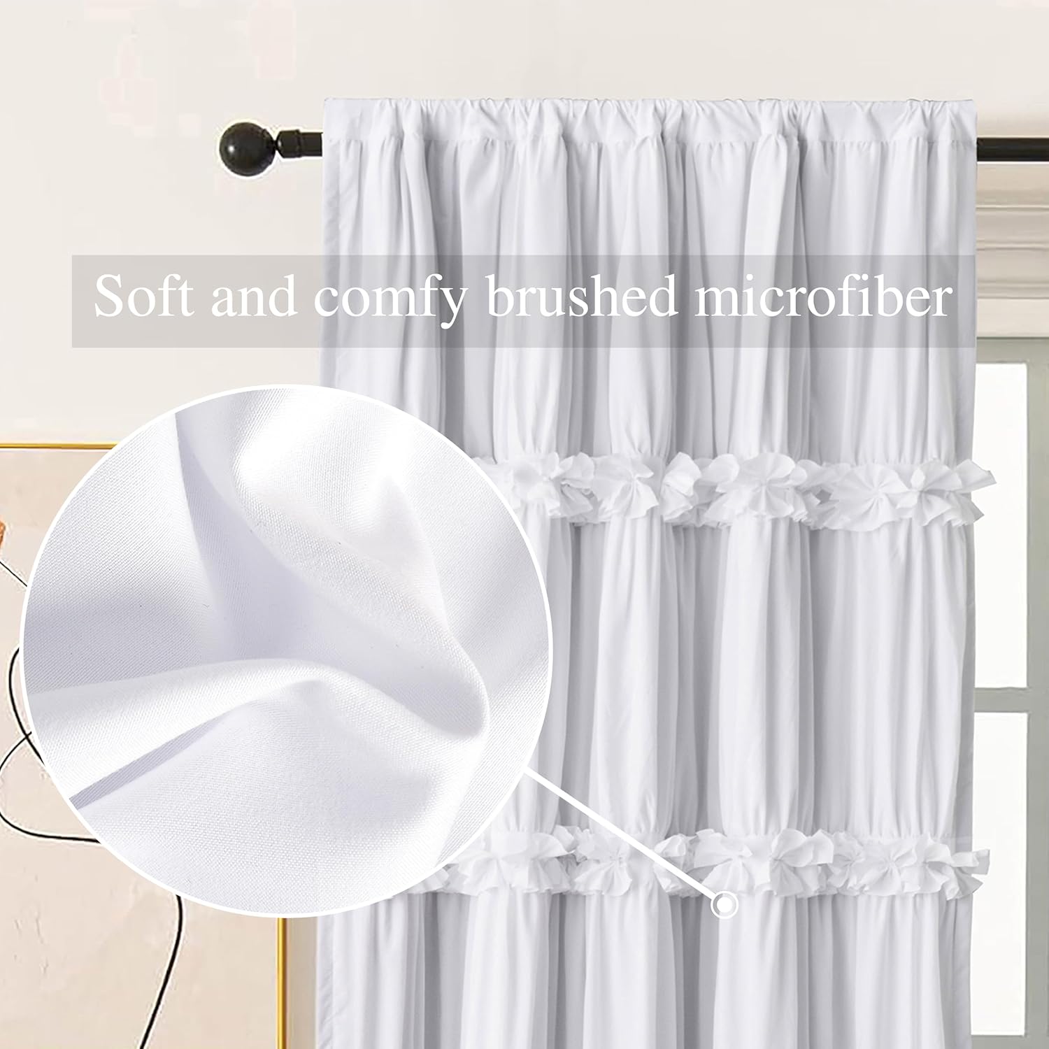 Thermal Insulated Blackout Curtains with Boho Butterfly Flowers