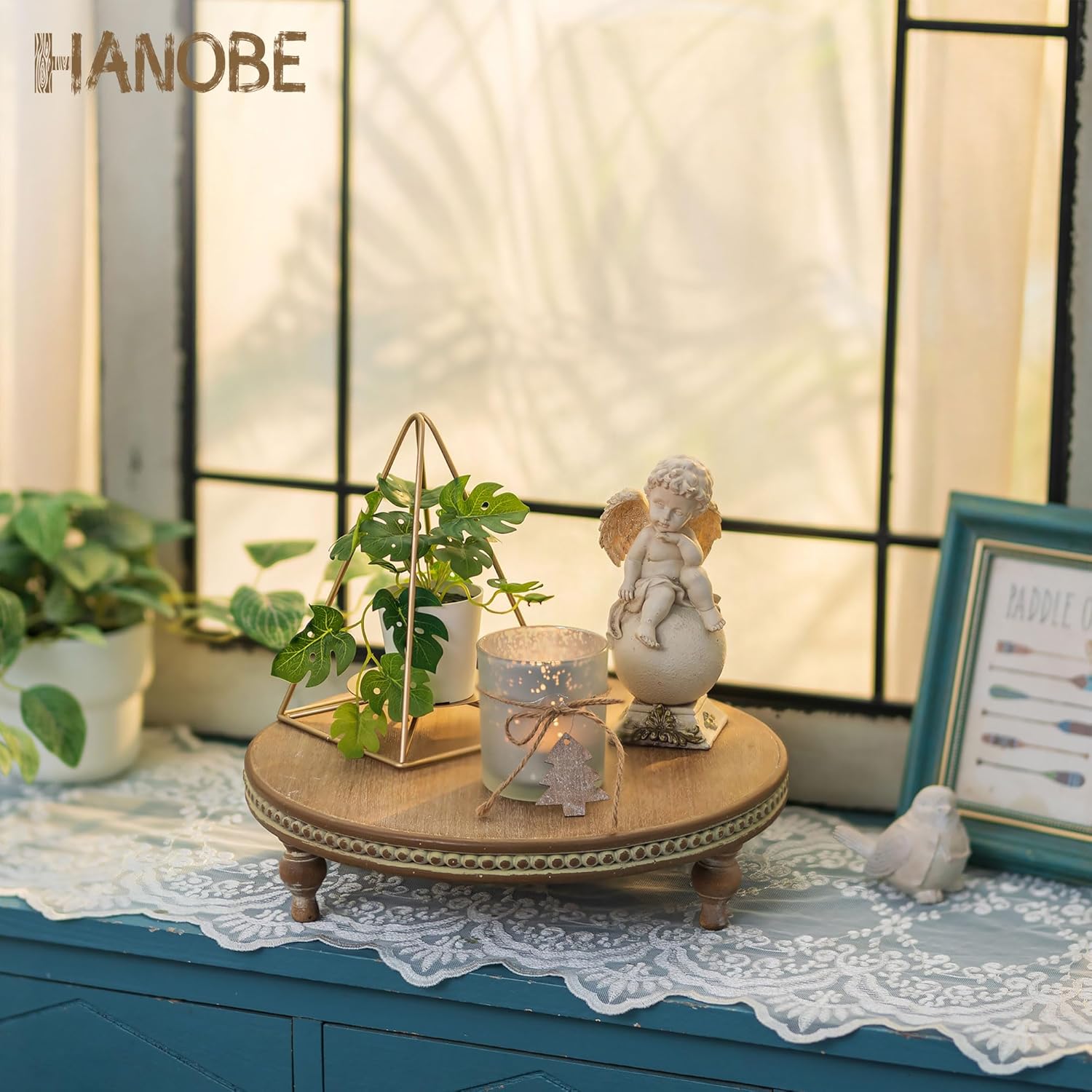 Hanobe Round Decorative Tray Stand