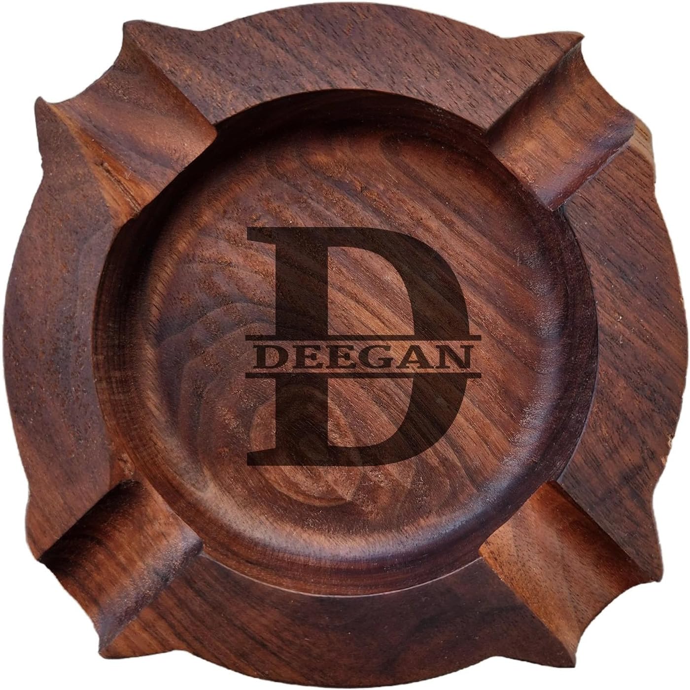 Personalized Walnut Cigar Ash Tray for Men