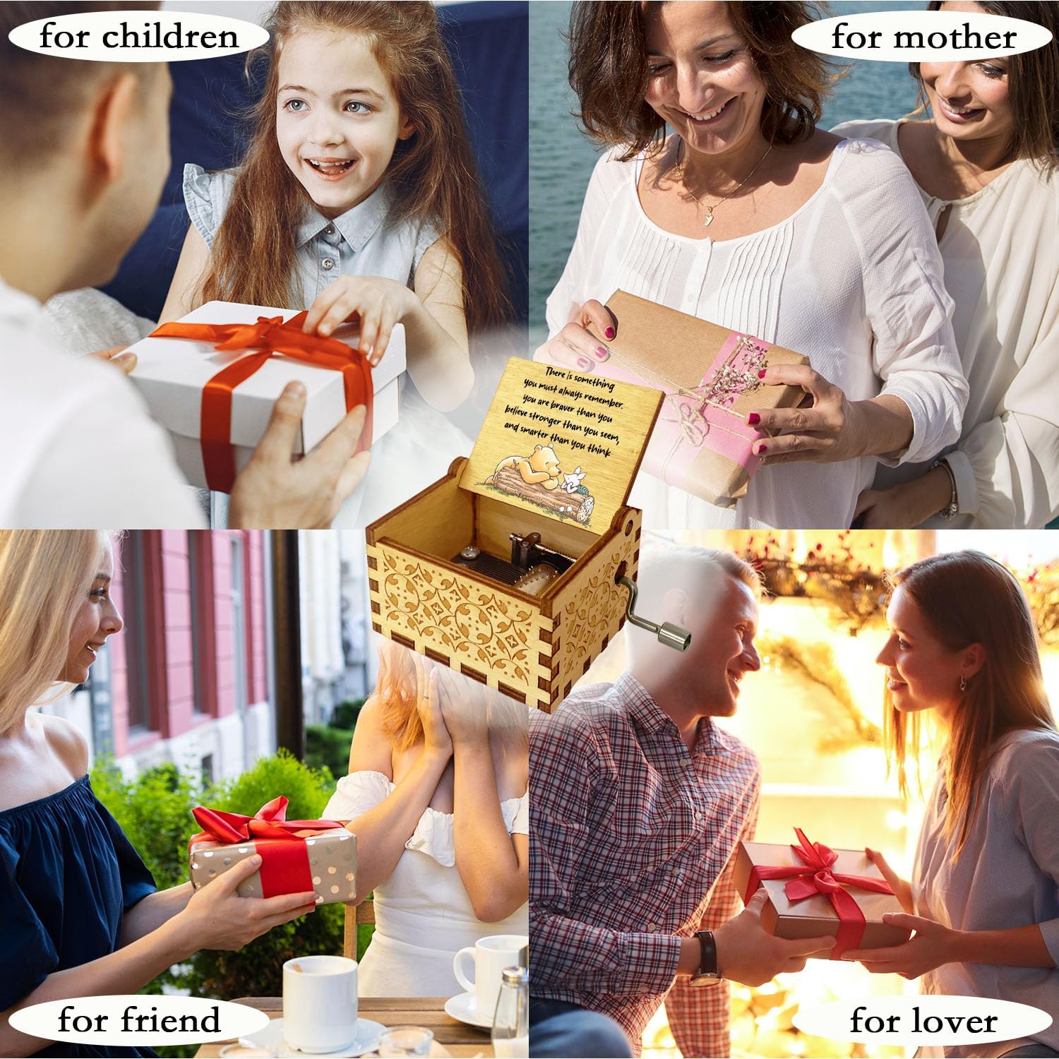 Winnie the Pooh Music Box Wooden Musical Box for Sisters and Friends