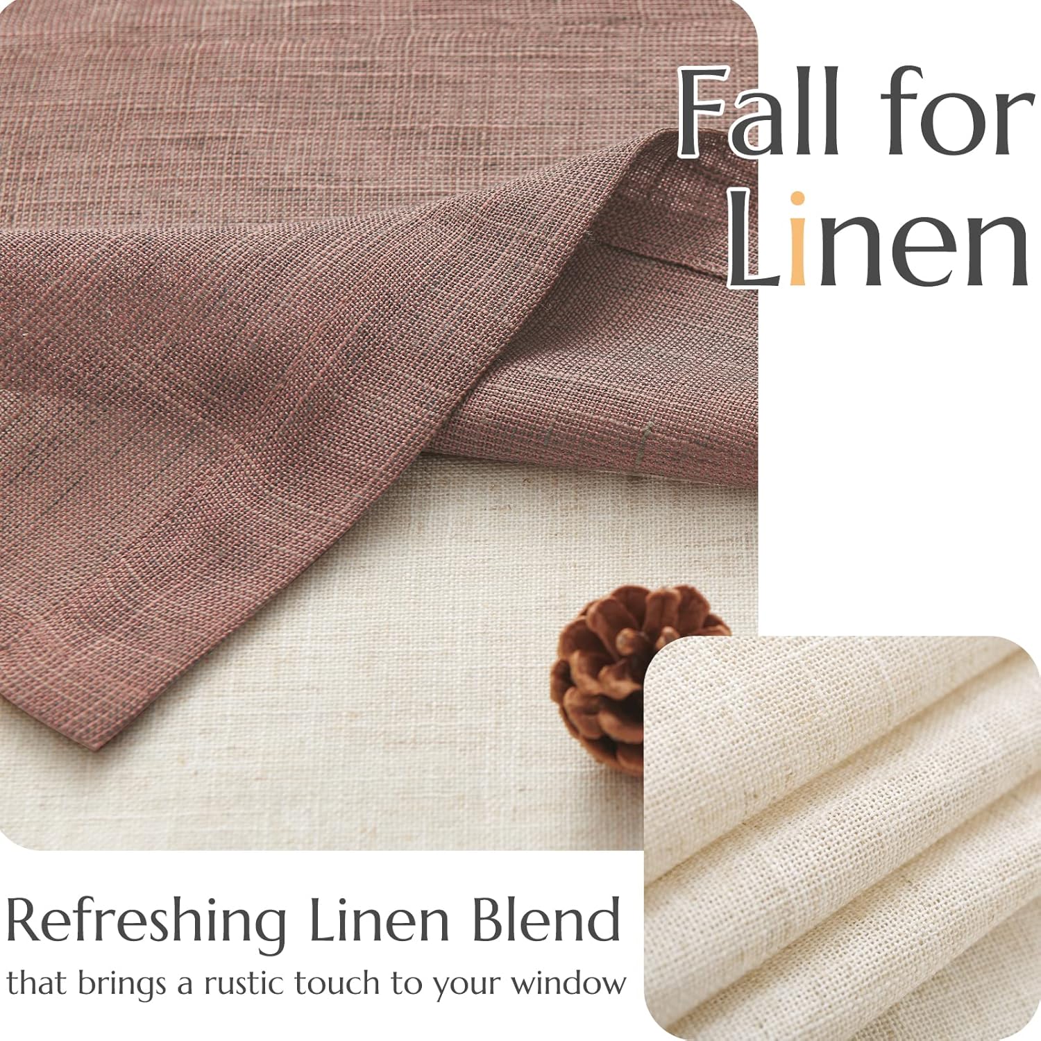 Jinchan Double Layer Linen Valance for Farmhouse Windows