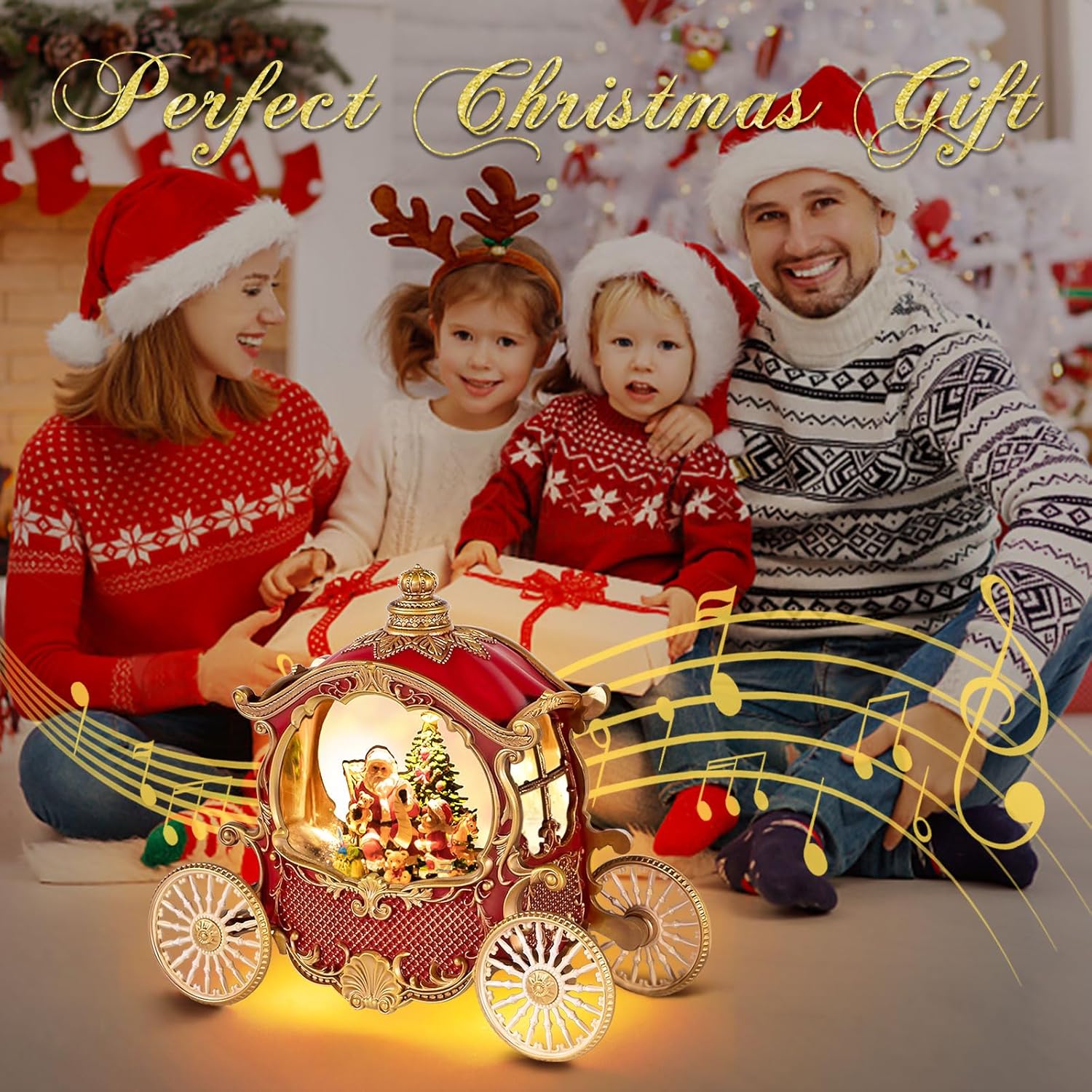 Christmas Carriage Snow Globe with Music and Timer