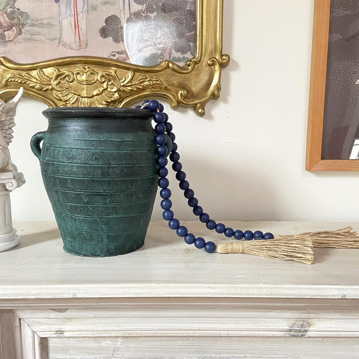 OMISHE 59 Inch Wood Bead Garland with Tassels