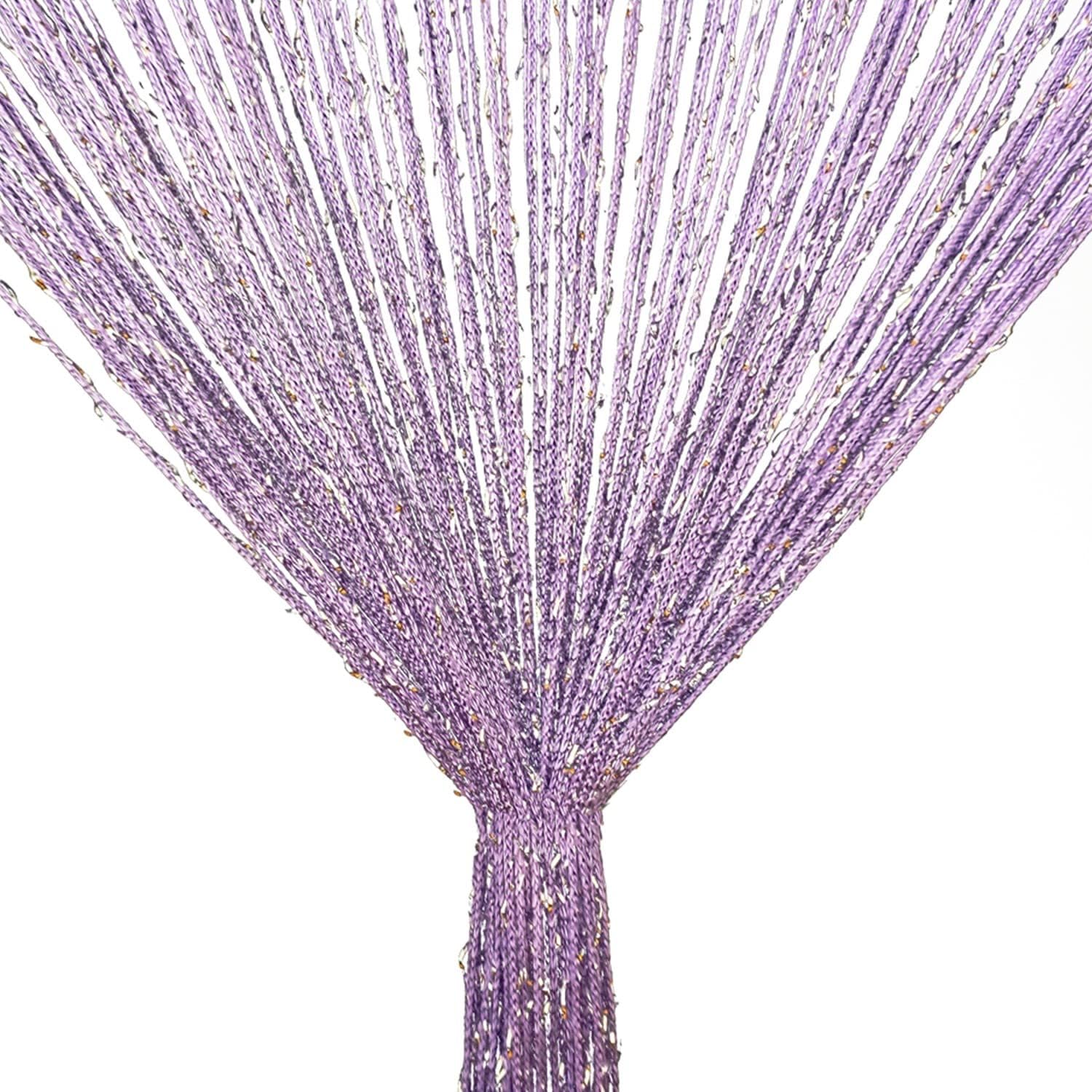 Beaded Curtain Panel with Tassels for Doorway Purple