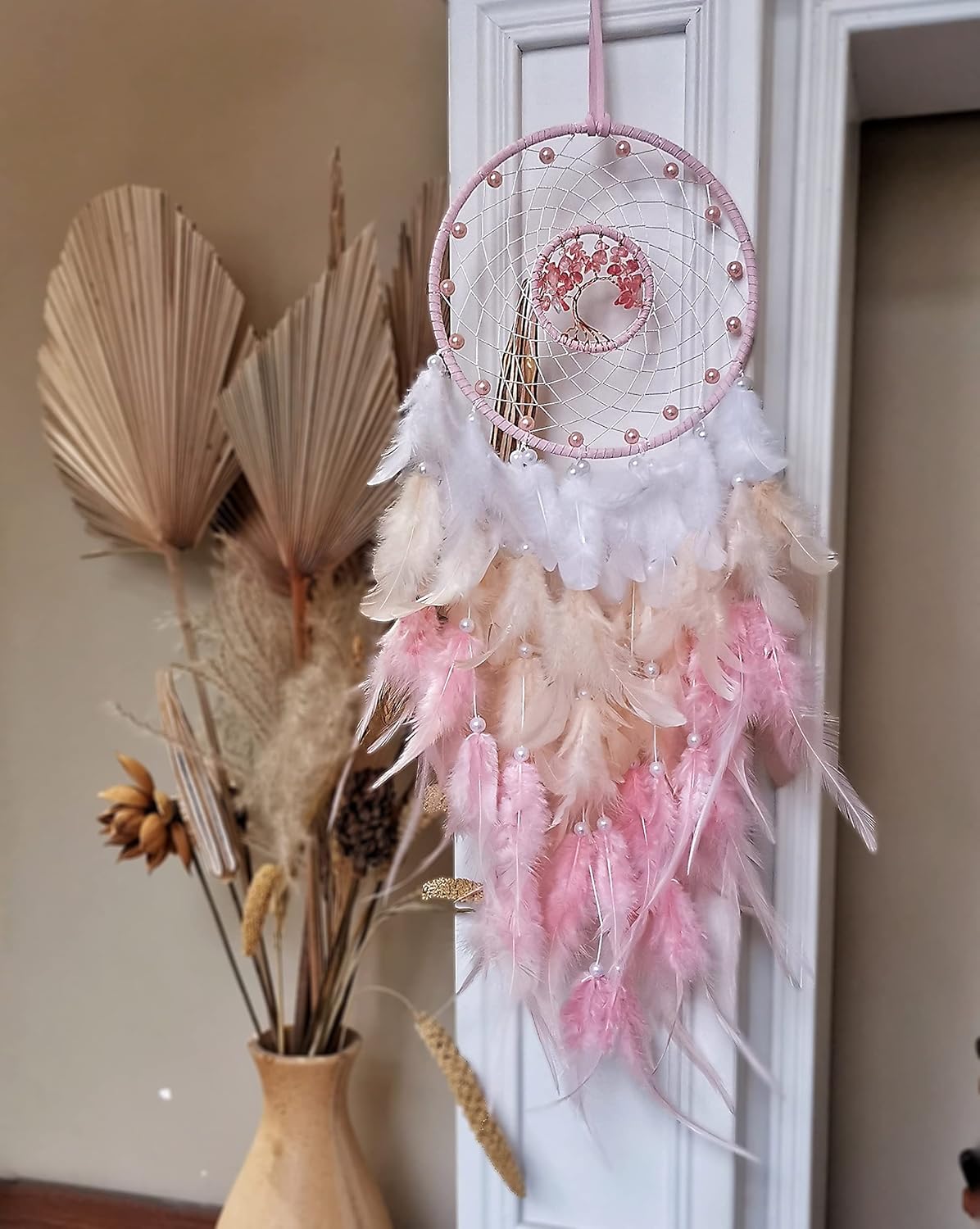 Pink Dream Catcher Tree of Life Wall Decor