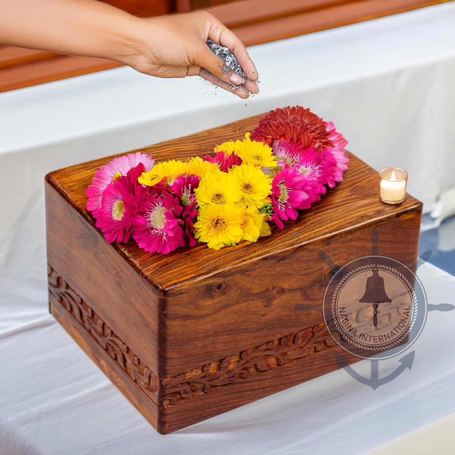 Premium Rosewood Hand Carved Decorative Urn - Medium