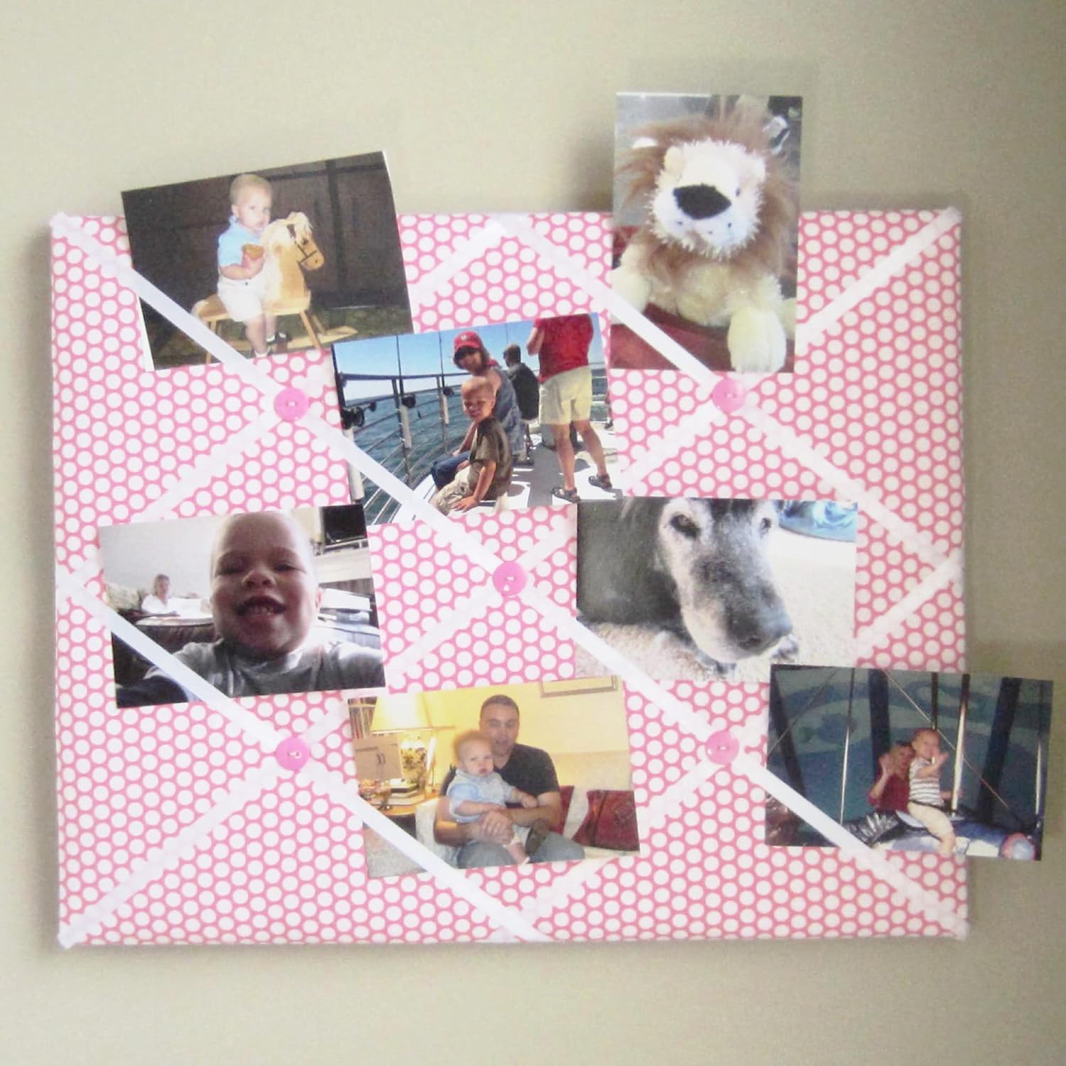 16 x 20 French Memory Board Bow Board Pink White Polka Dot