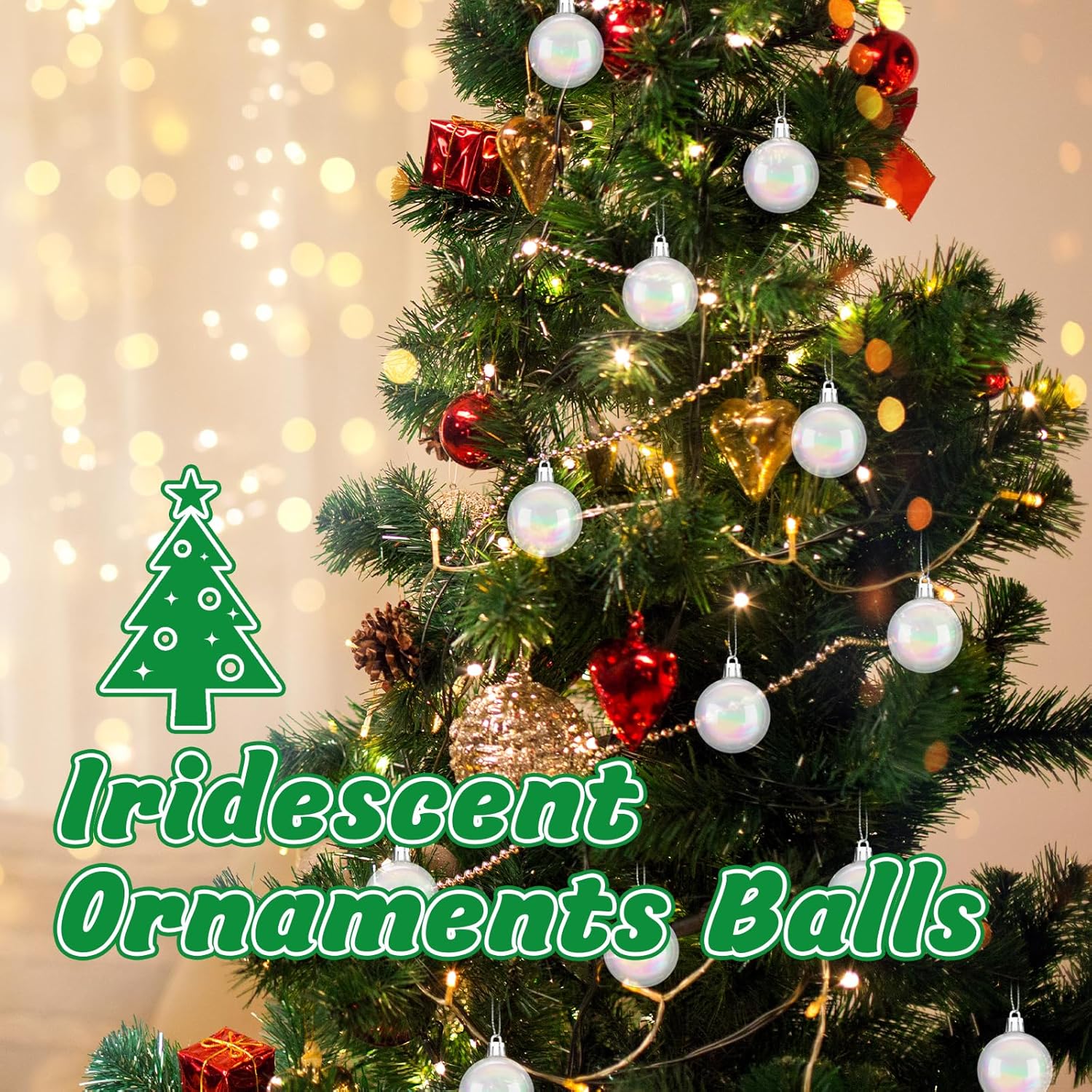 60 PCS Iridescent Clear Christmas Balls