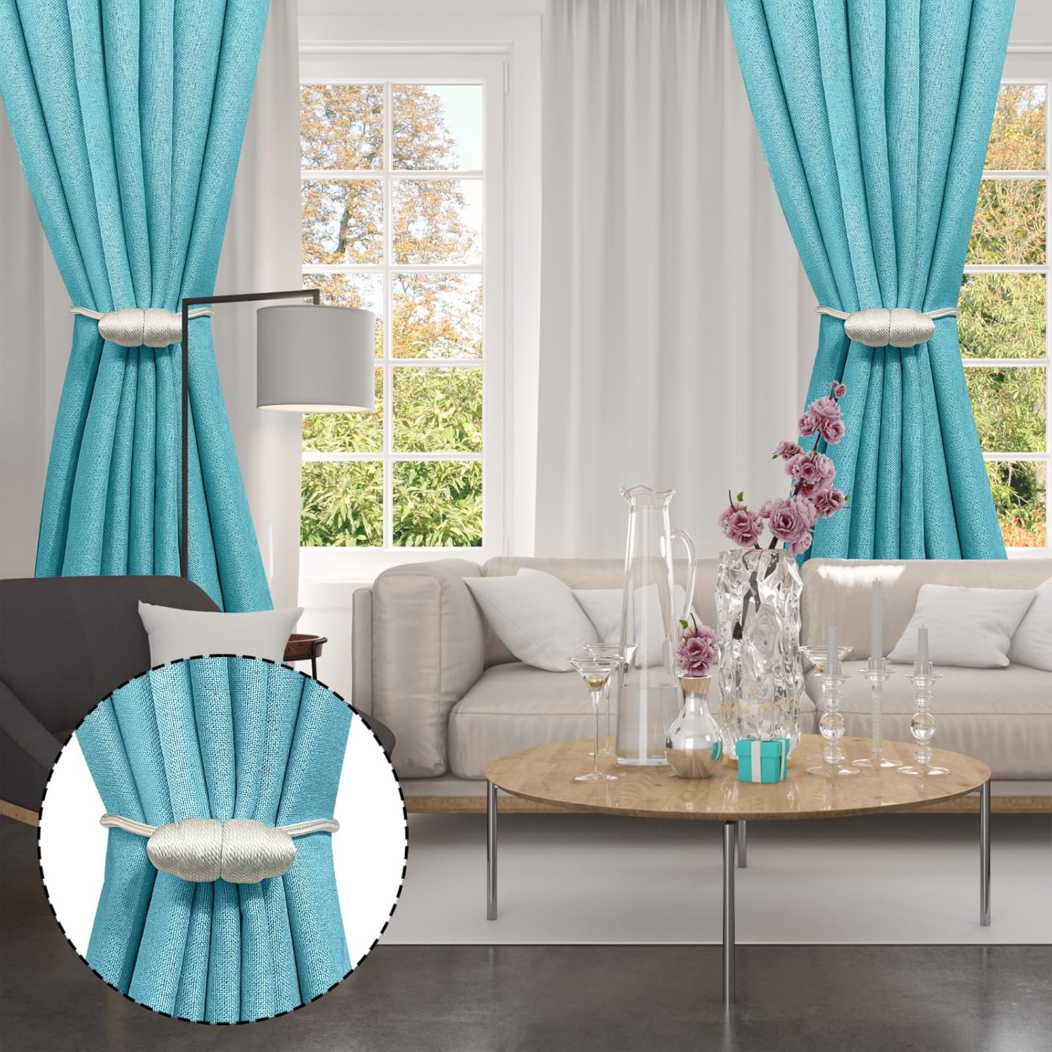 Tifanso White Magnetic Curtain Tiebacks 4pcs