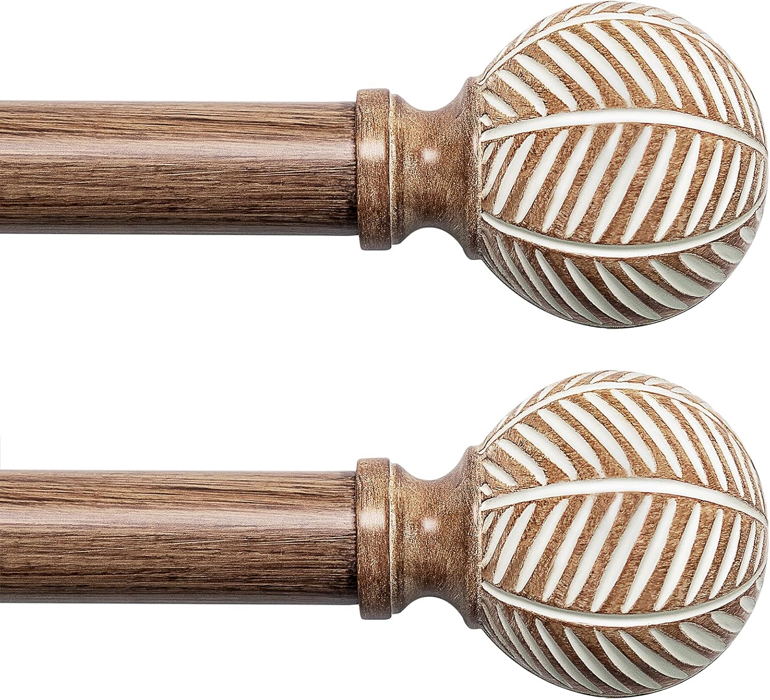 Adjustable Wood Curtain Rods 72-144 Inch 2 Pack Heavy Duty