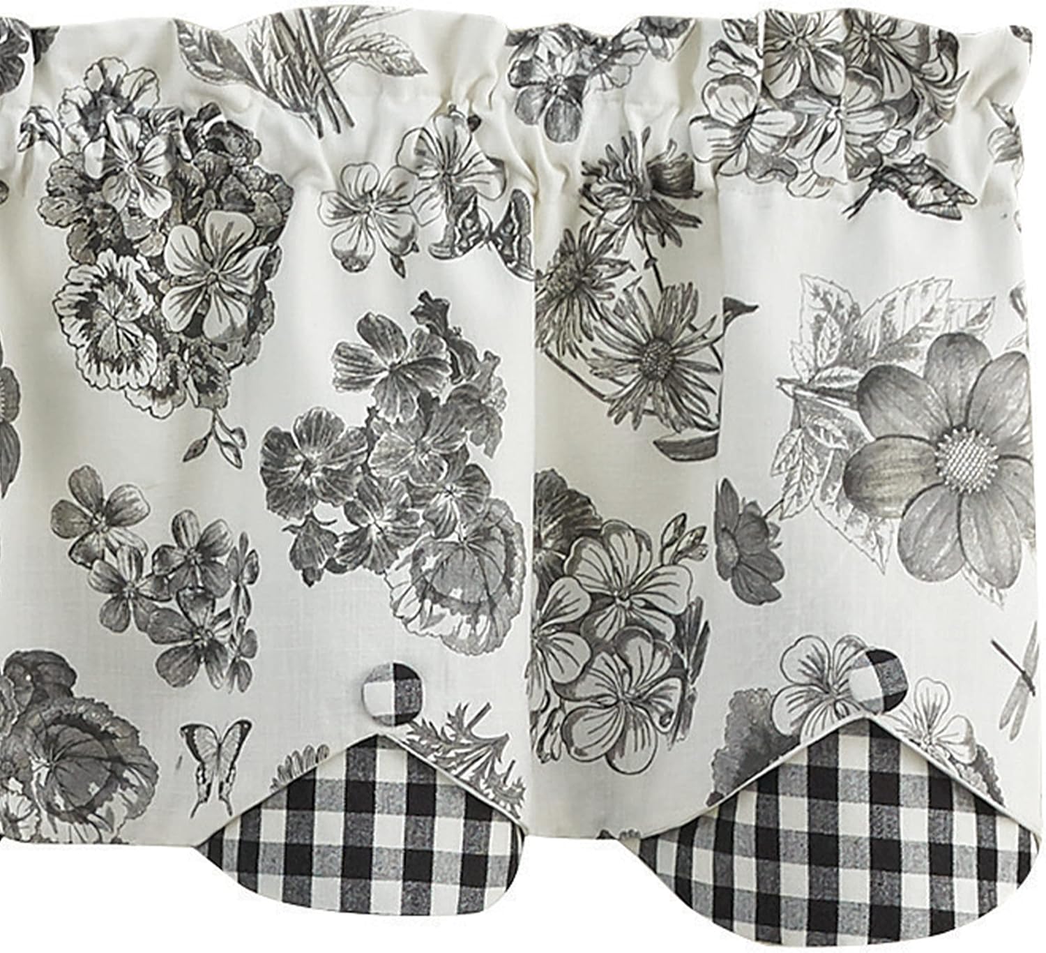 Park Designs White Geranium Lined Scallop Valance 15 L