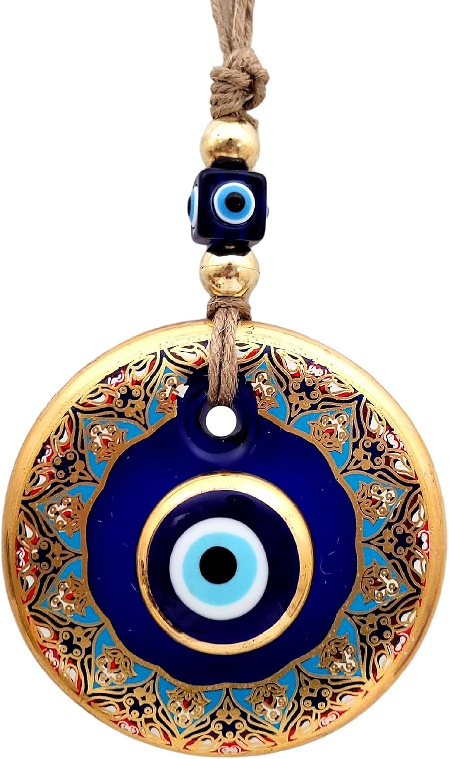 Candymosa 43 Glass Blue Evil Eye Wall Hanging Gold Ornament