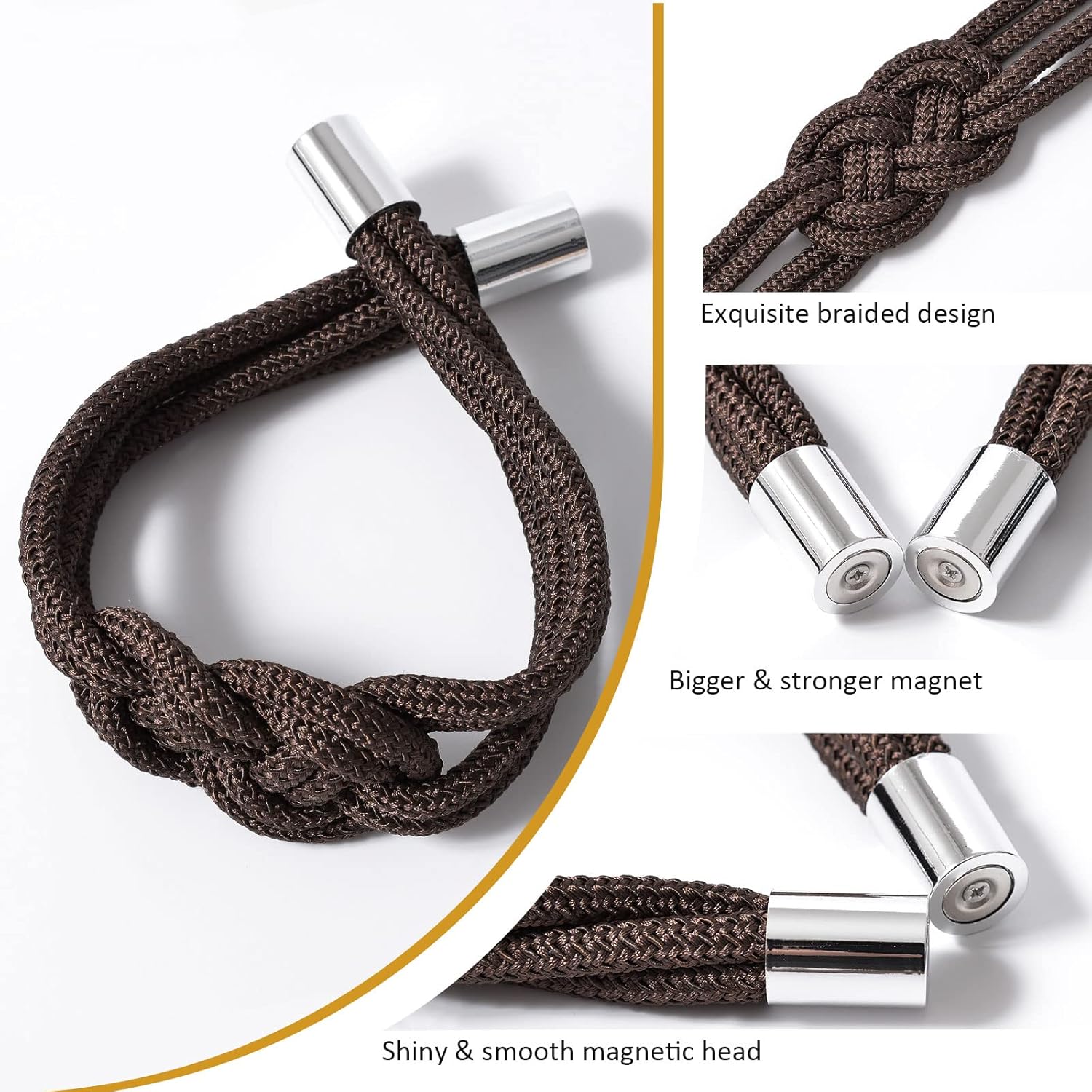 NICEEC 2 Pack Magnetic Curtain Tiebacks Coffee