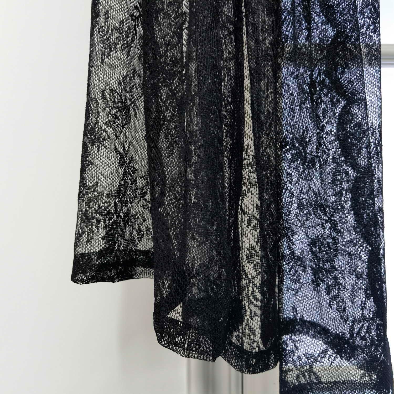 Elegant Black Lace Valance Curtain 144 Inch Long