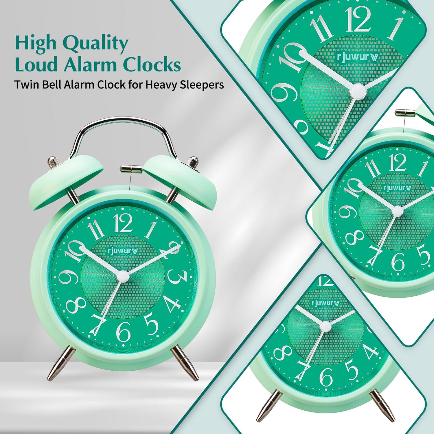 4 Inch Loud Alarm Twin Bell Clock with Night Light for Bedroom