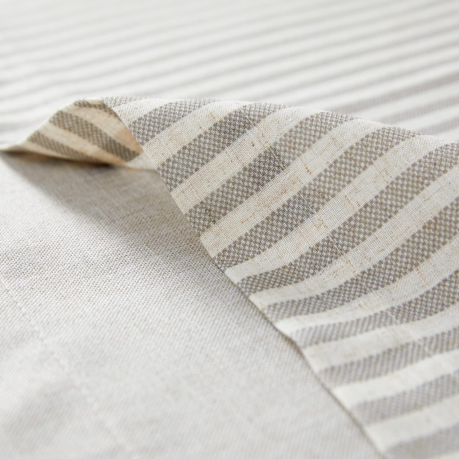 Vangao Farmhouse Valance Linen Blend Stripe Curtain 50x18