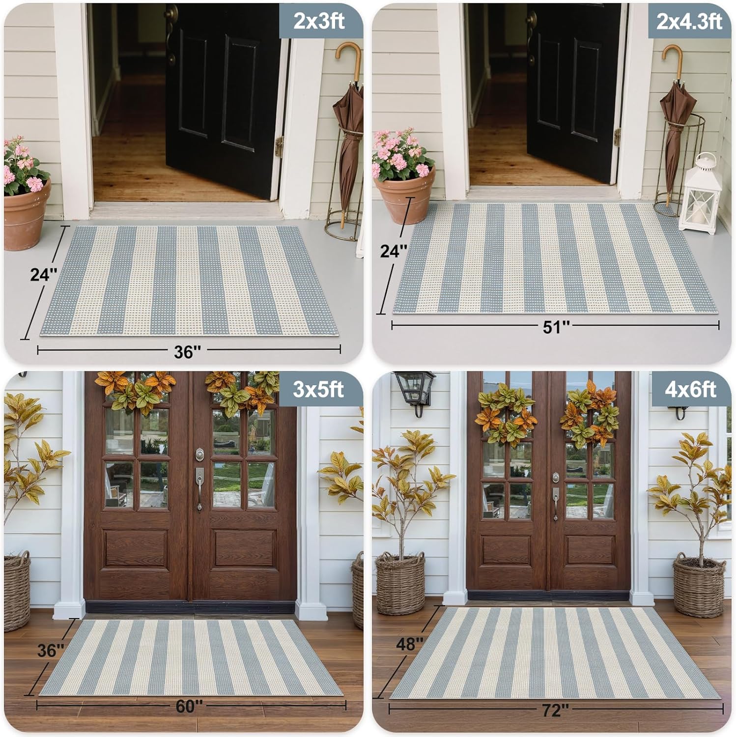 OJIA 24x36 Entry Rug Striped Indoor Outdoor