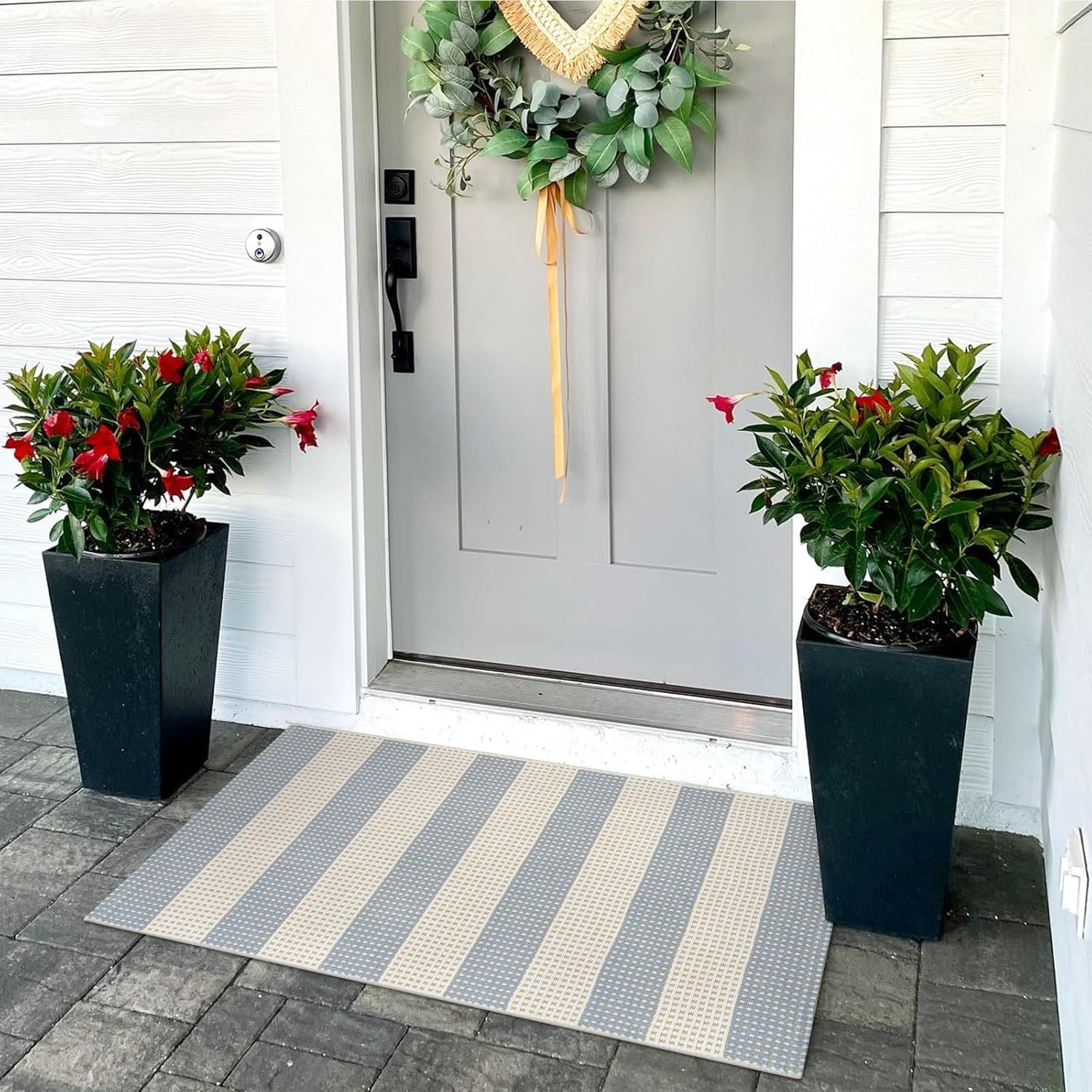 OJIA 24x36 Entry Rug Striped Indoor Outdoor