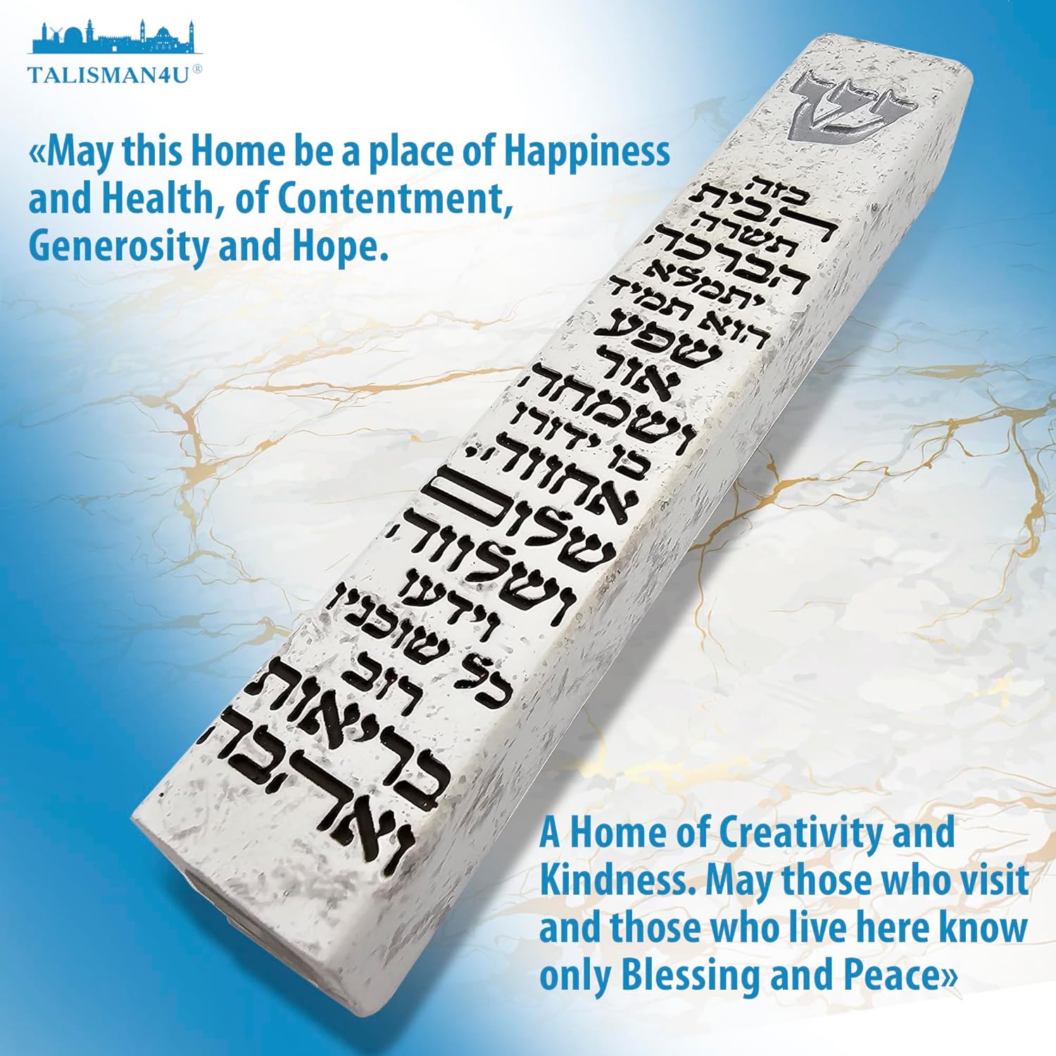 Talisman4u Modern Marble Mezuzah Case with Scroll