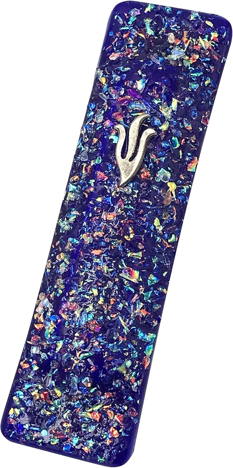 Tamara Baskin Art Glass Sparkling Midnight Blue Mezuzah