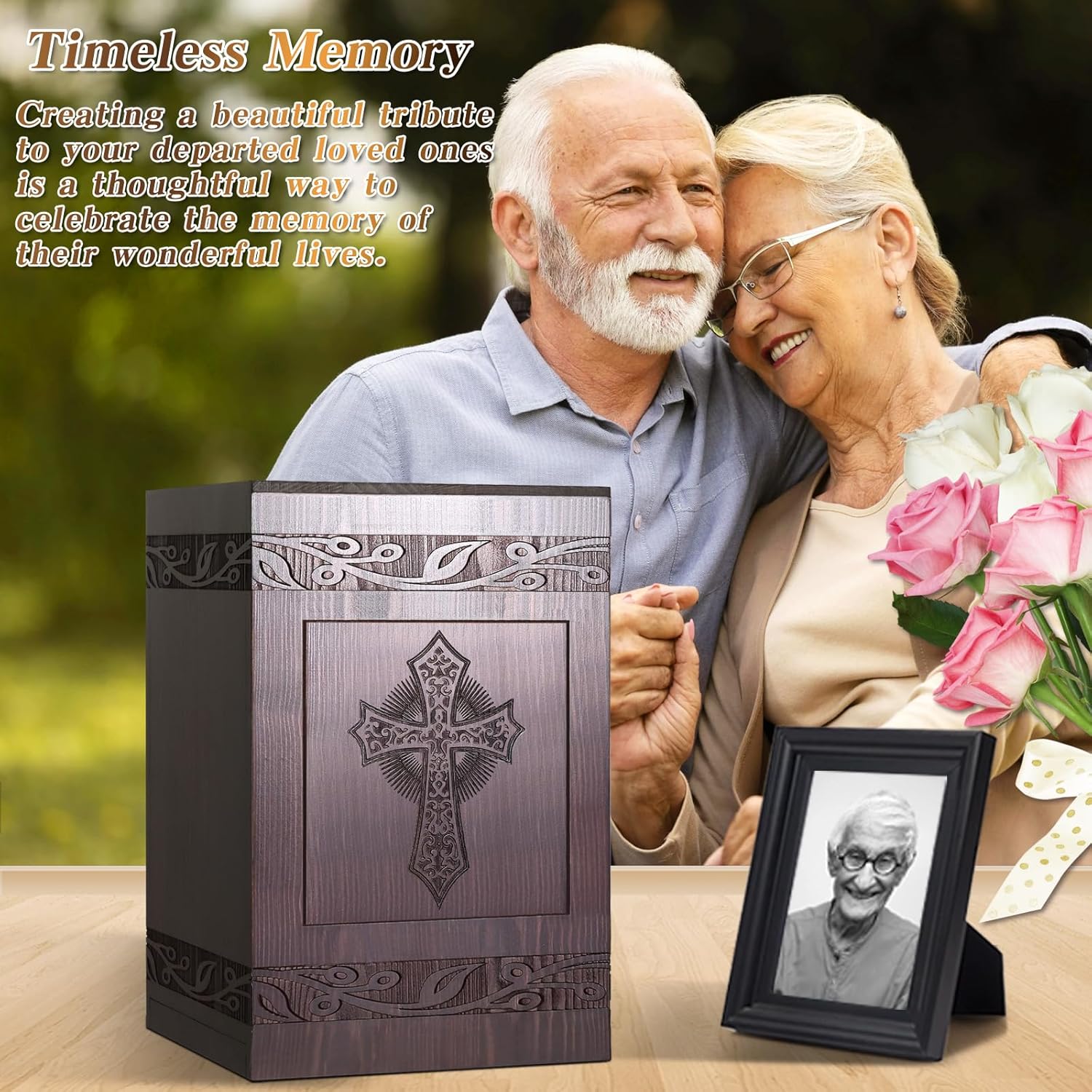 Handcrafted Cremation Urn with Carved Cross