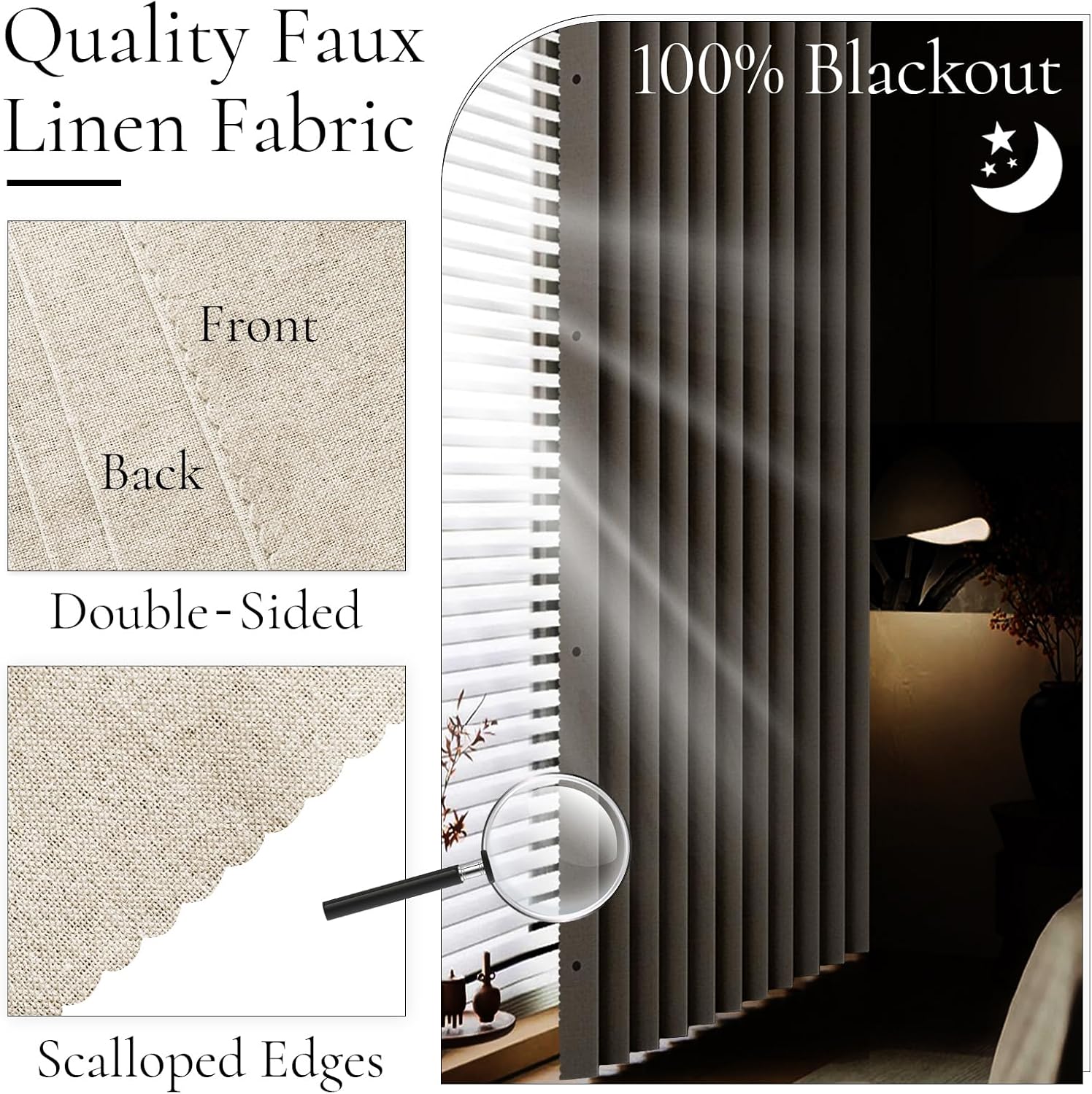 Blackout Faux Linen Door Curtain 80 Inch Accordion Style