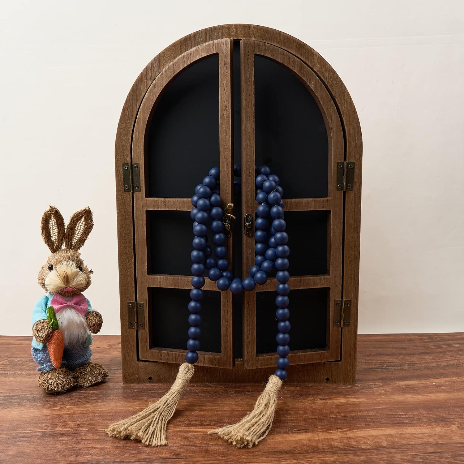 OMISHE 59 Inch Wood Bead Garland with Tassels