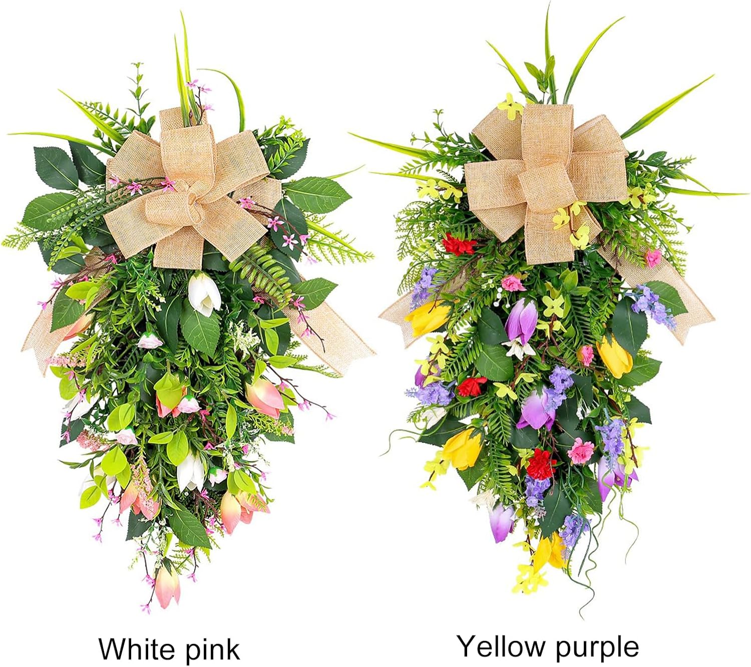 Tulips Teardrop Swag Decorative Wall Decor with Greenery