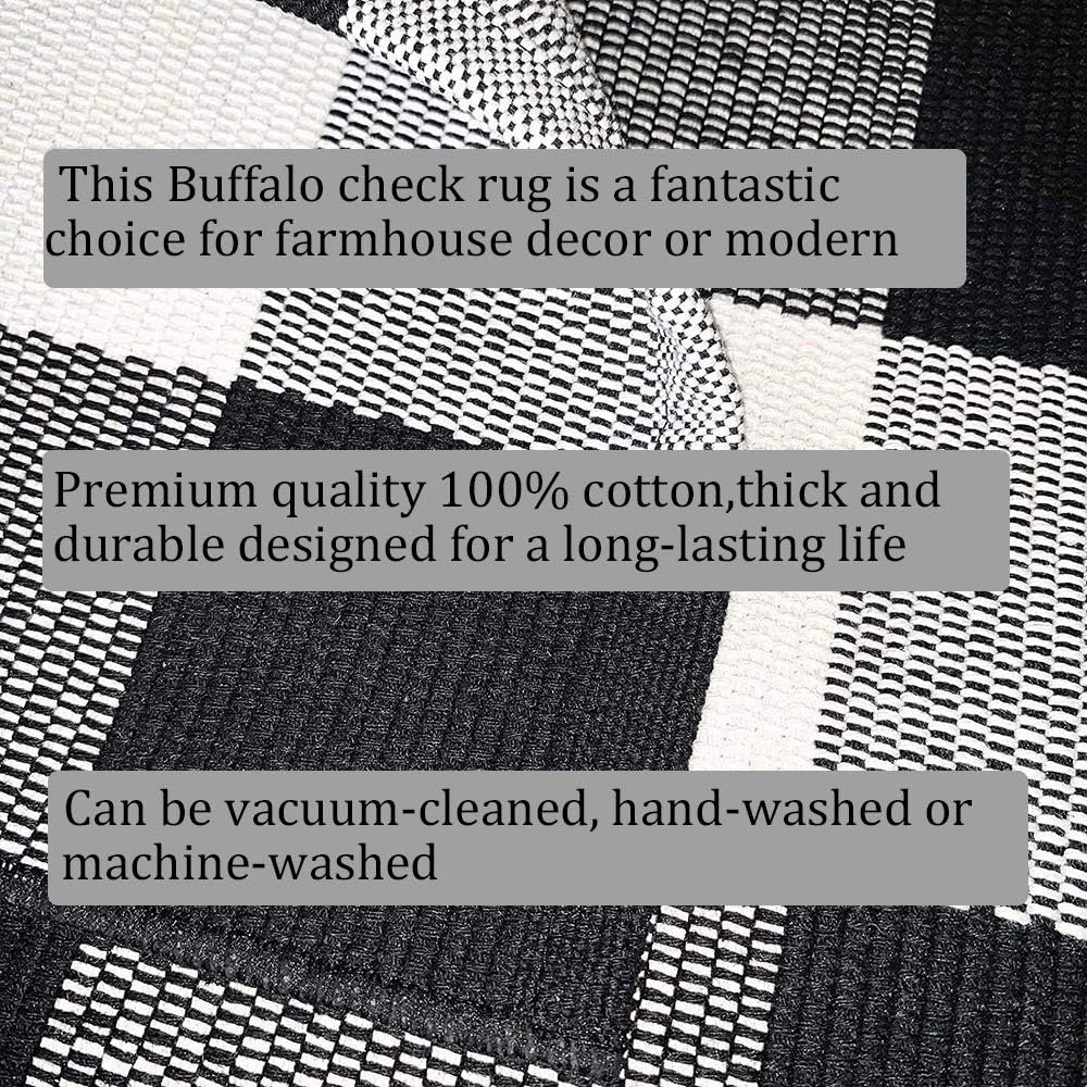 Buffalo Plaid Outdoor Rug 24 x 37 Black White Check