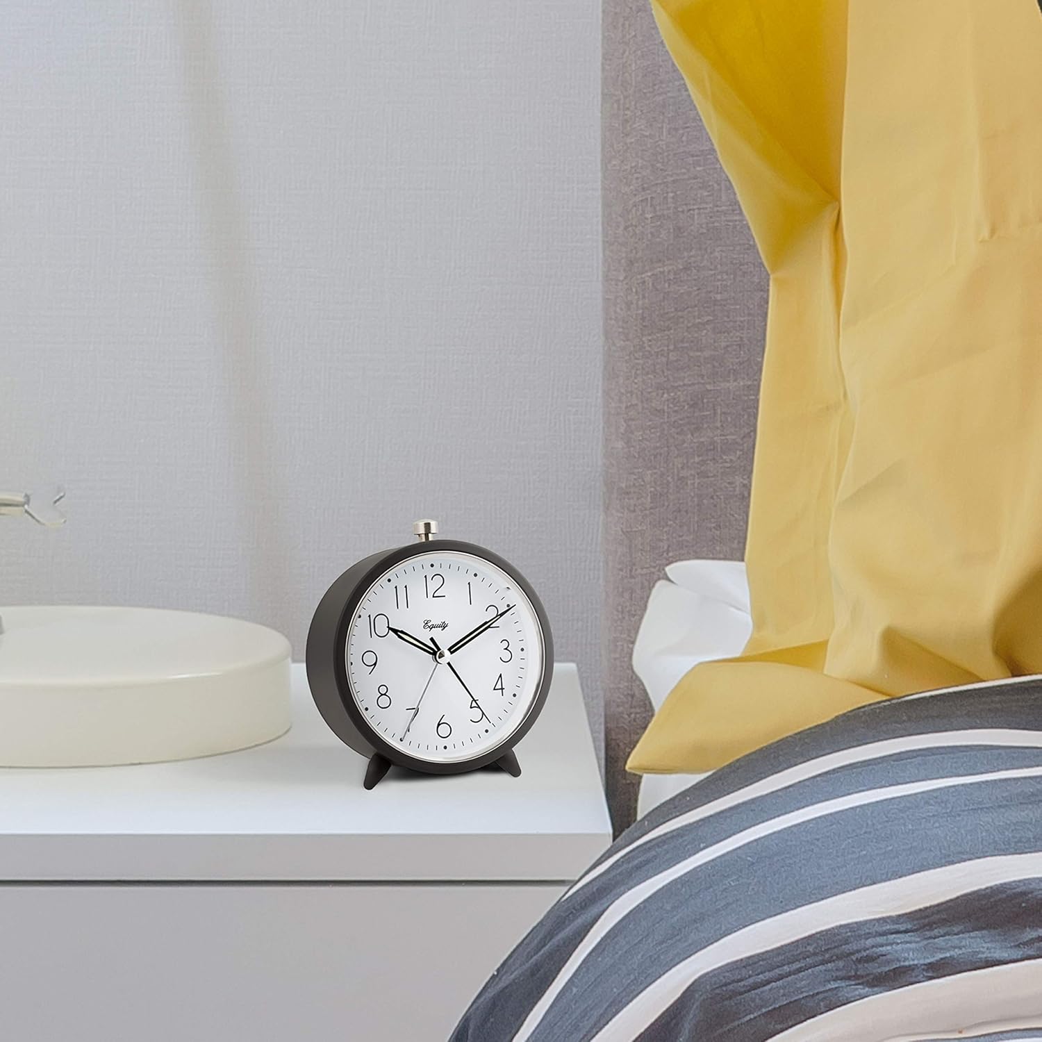Equity 5 Inch Silent Quartz Alarm Clock Dark Gray