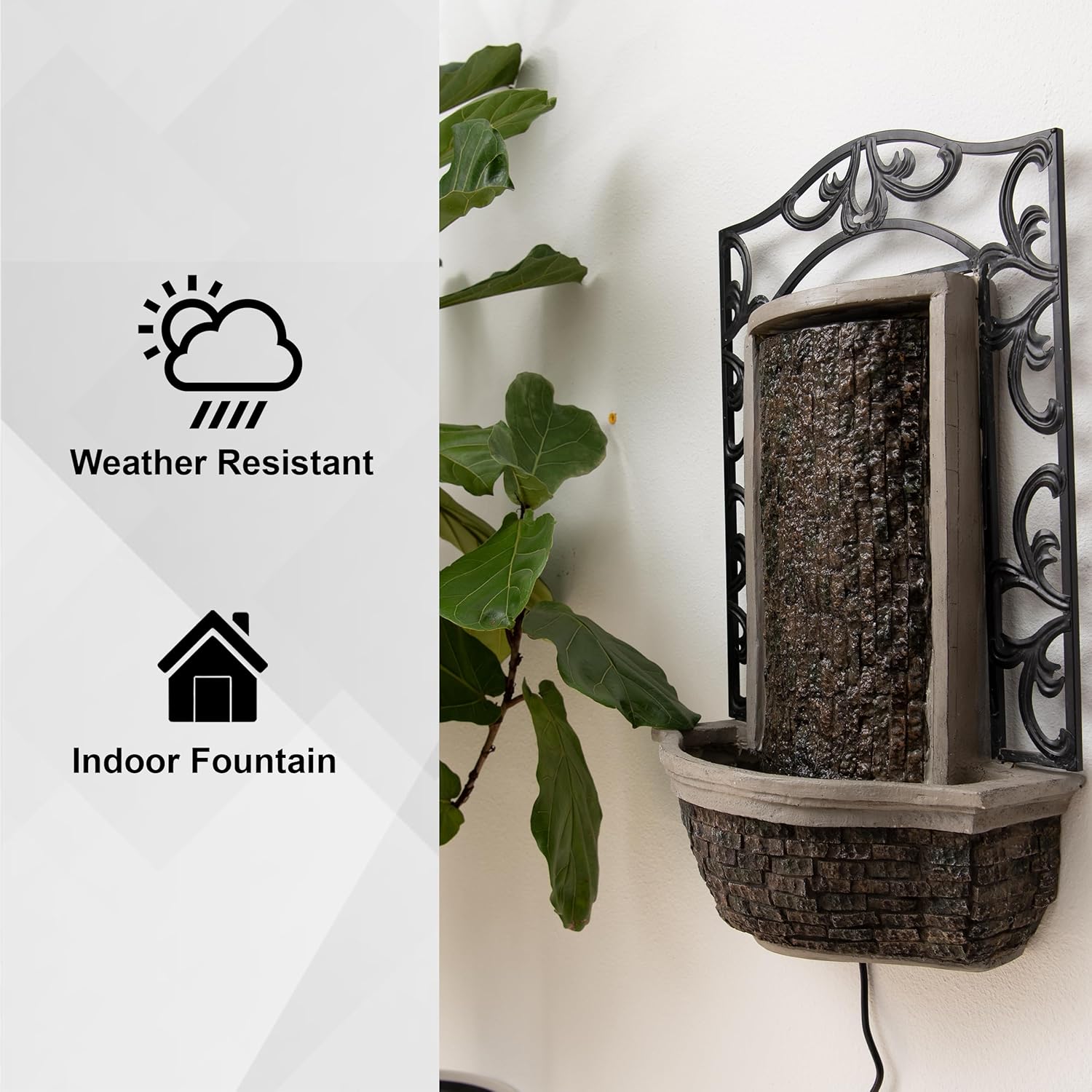 XBrand 3031 H Wall Mounted Waterfall Fountain with Pump