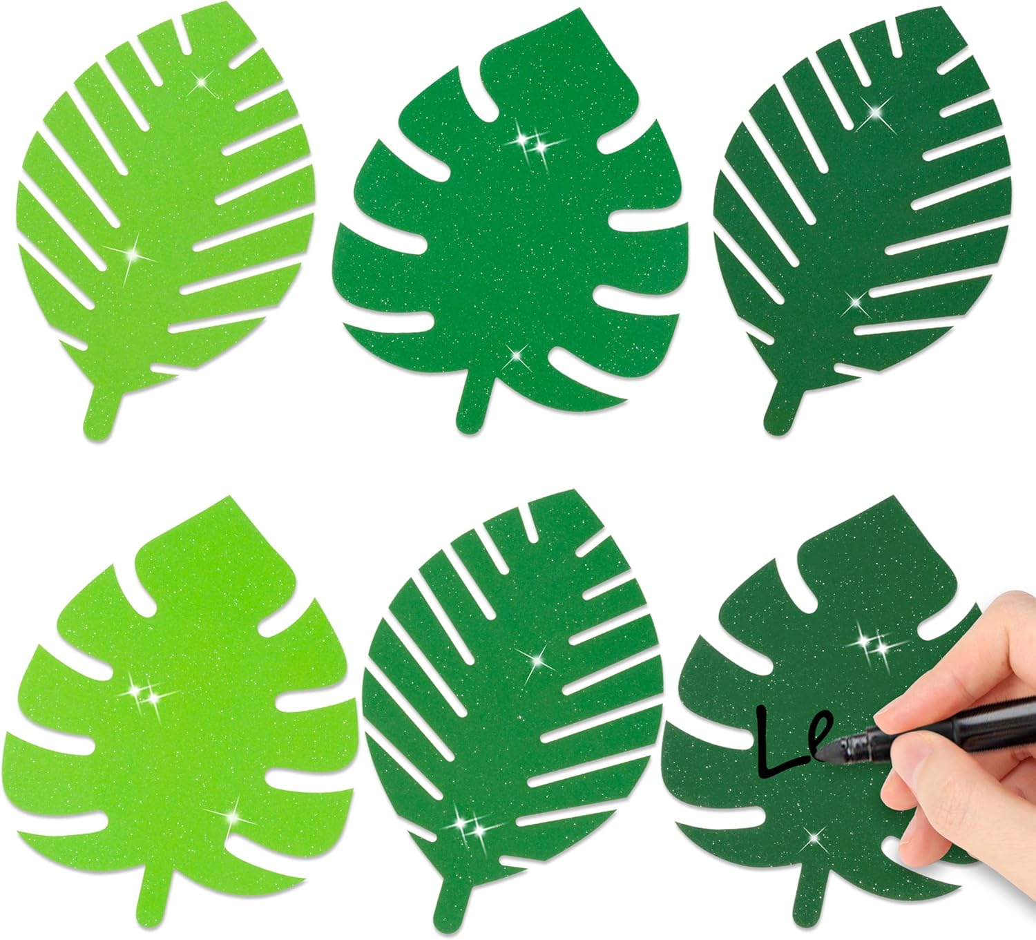Palm Leaf Glitter Cutouts - 100pcs Tropical Decor Accents