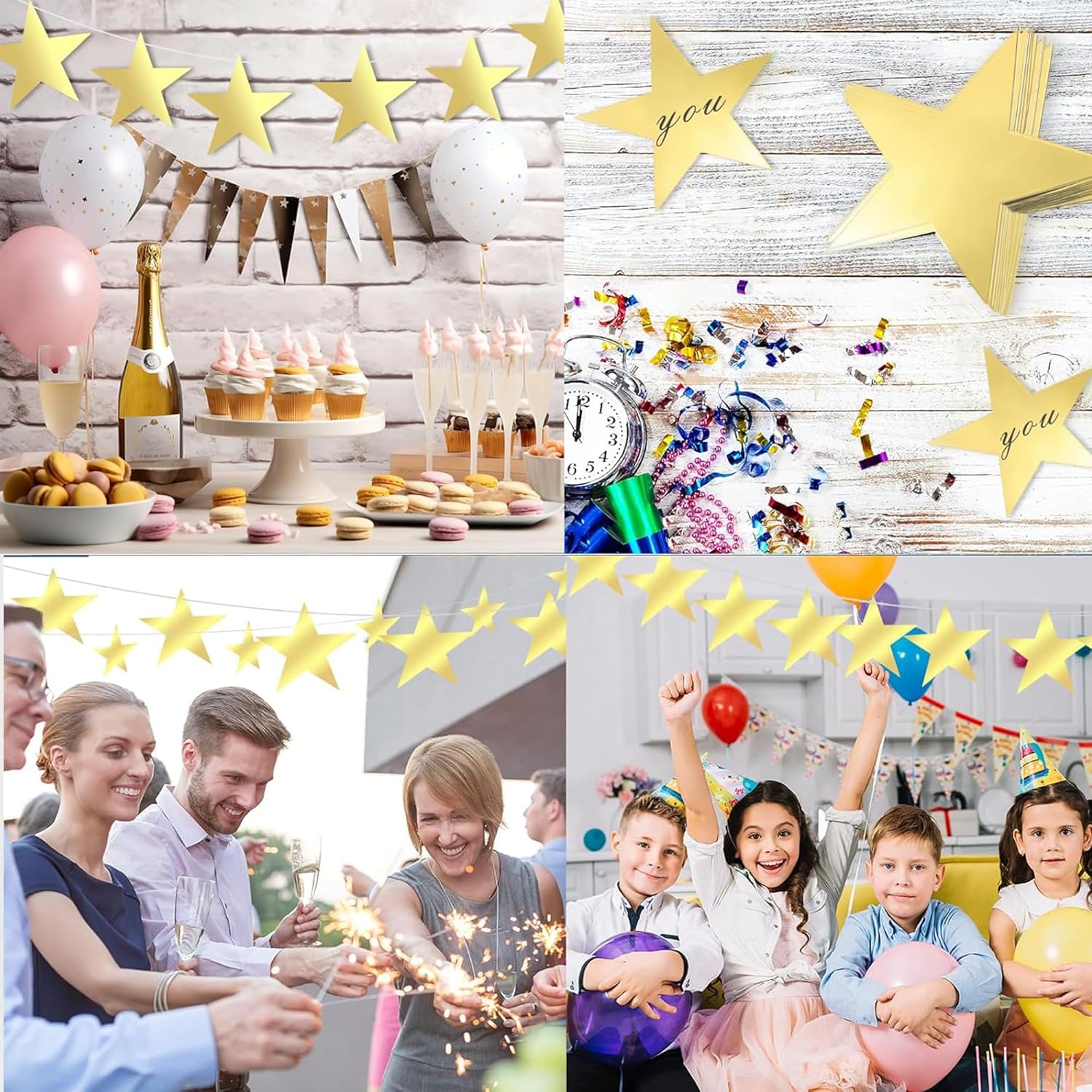 Glitter Gold Five Star Party Decorations 40PCS