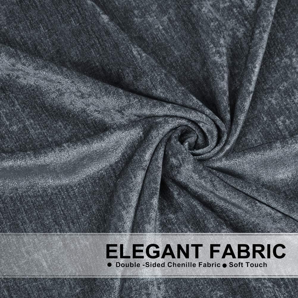 ELKCA Grey Chenille Valance for Living Room and Kitchen
