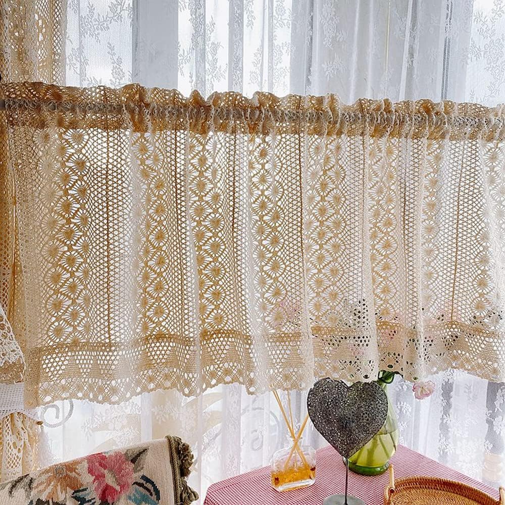 Rustic Crochet Curtain Valance for Kitchen Bathroom