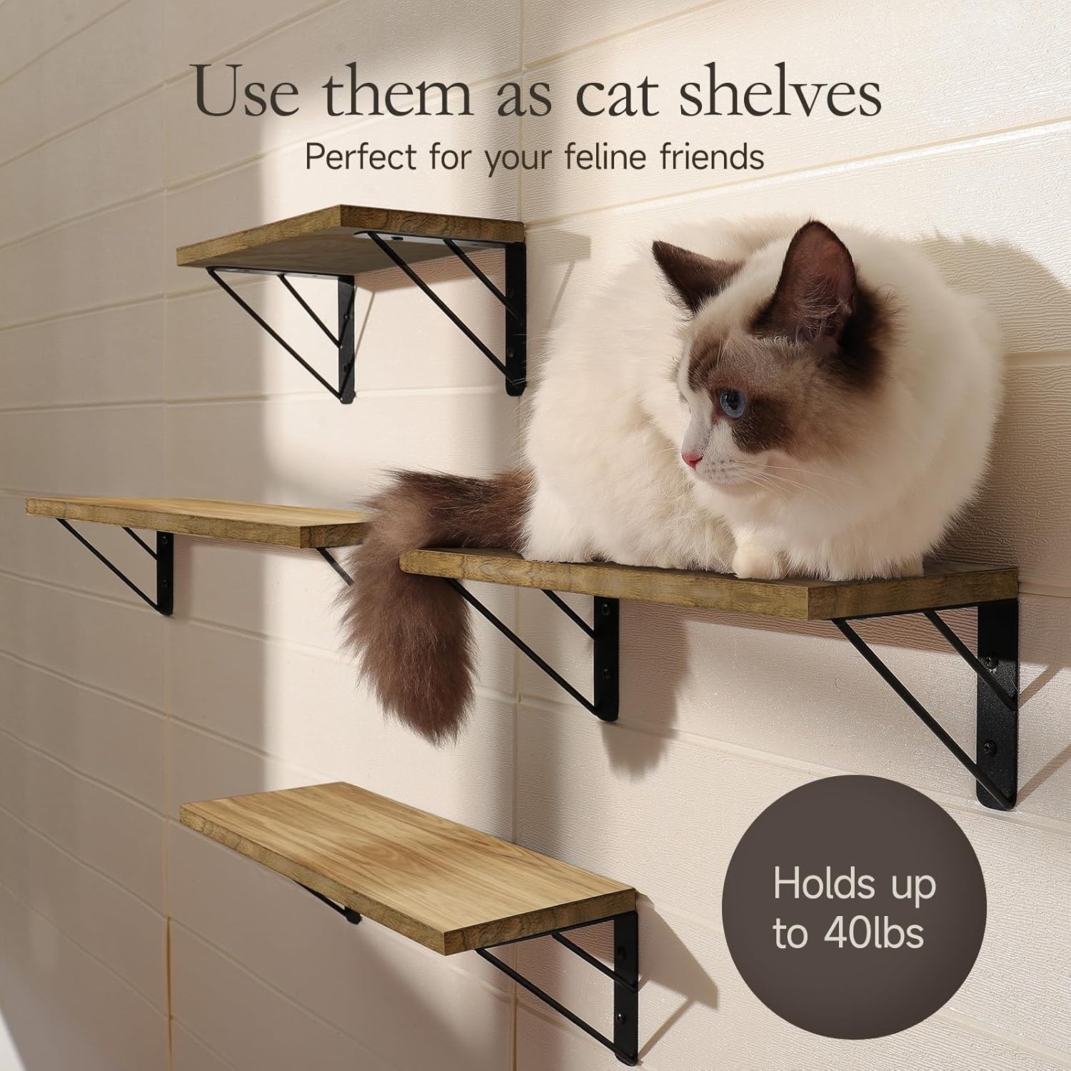 BAYKA Floating Wall Shelves Set of 4 Rustic Brown