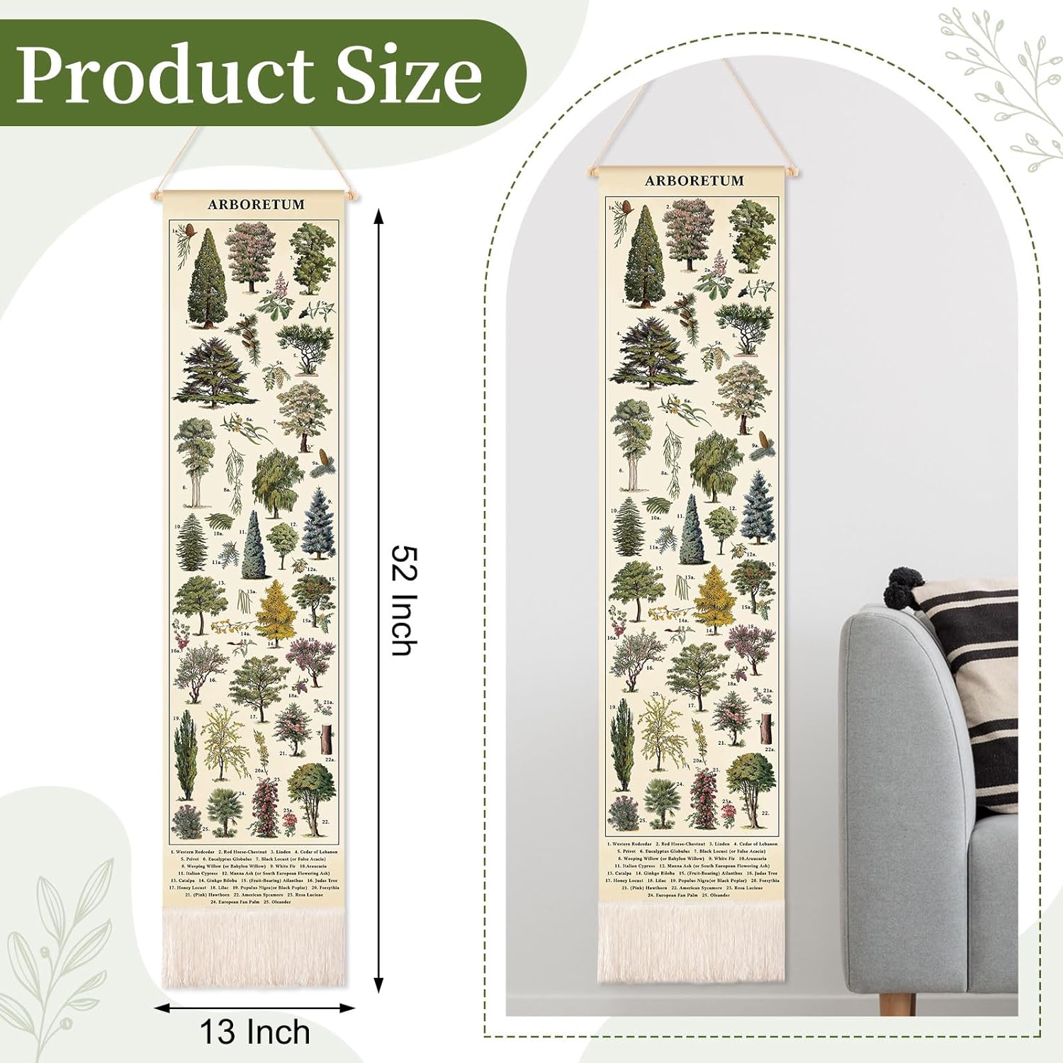 Feifeiya Vintage Plants Vertical Tapestry Wall Art