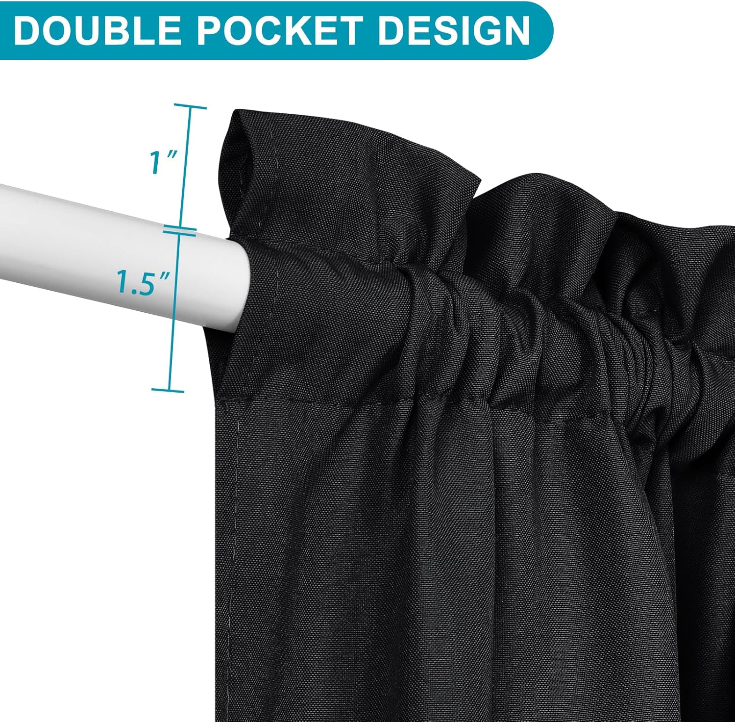 Hiasan French Door Curtains Panel Black 24x40 Inch Rod Pocket