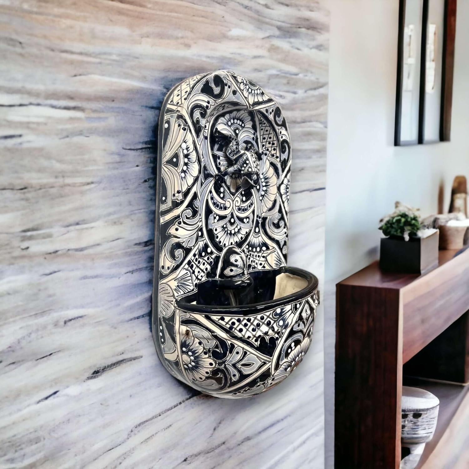 Talavera Wall Fountain Handcrafted Mexican Ceramic Decor